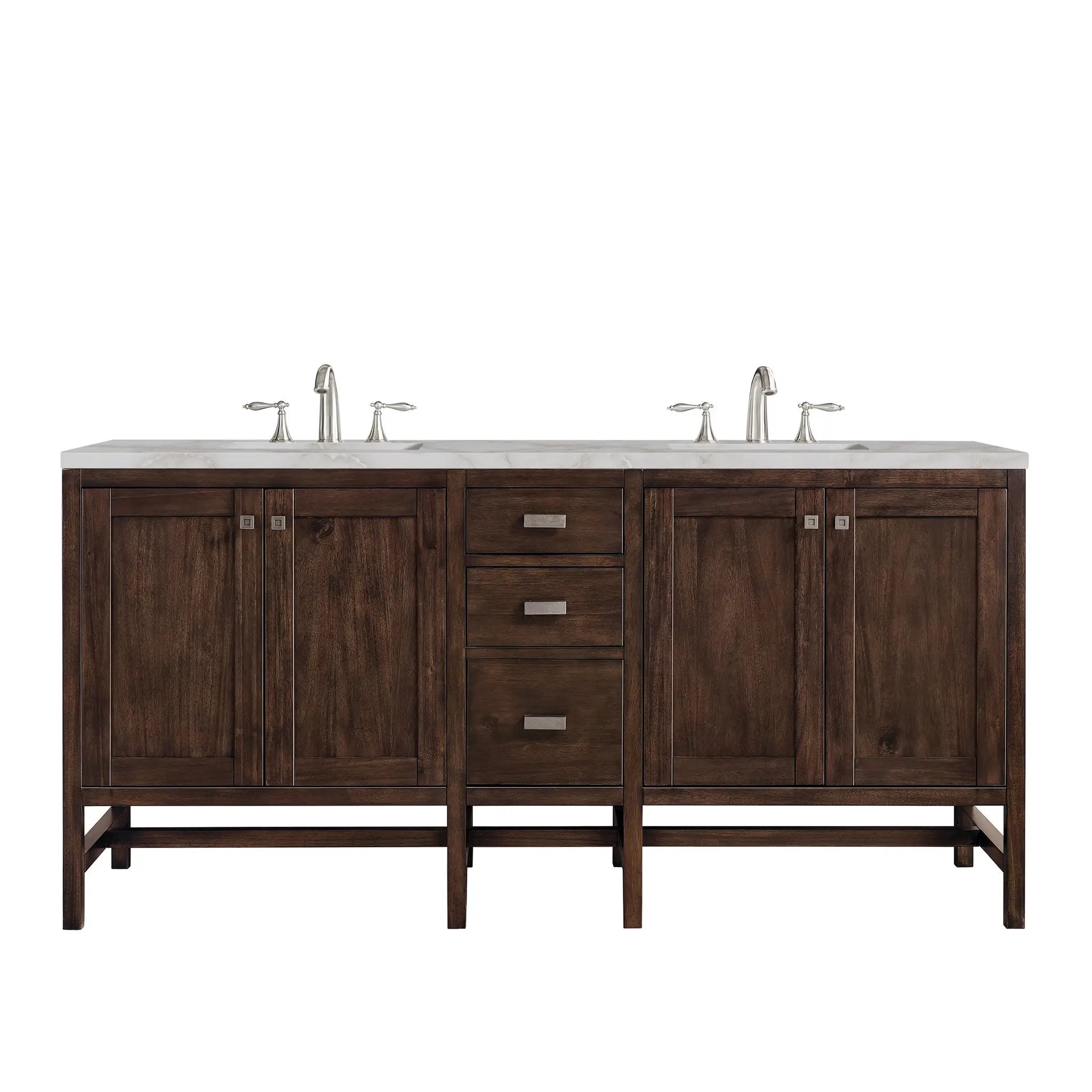 James Martin Addison 72" Double Vanity Set - Mid-Century Acacia by James Martin Vanities