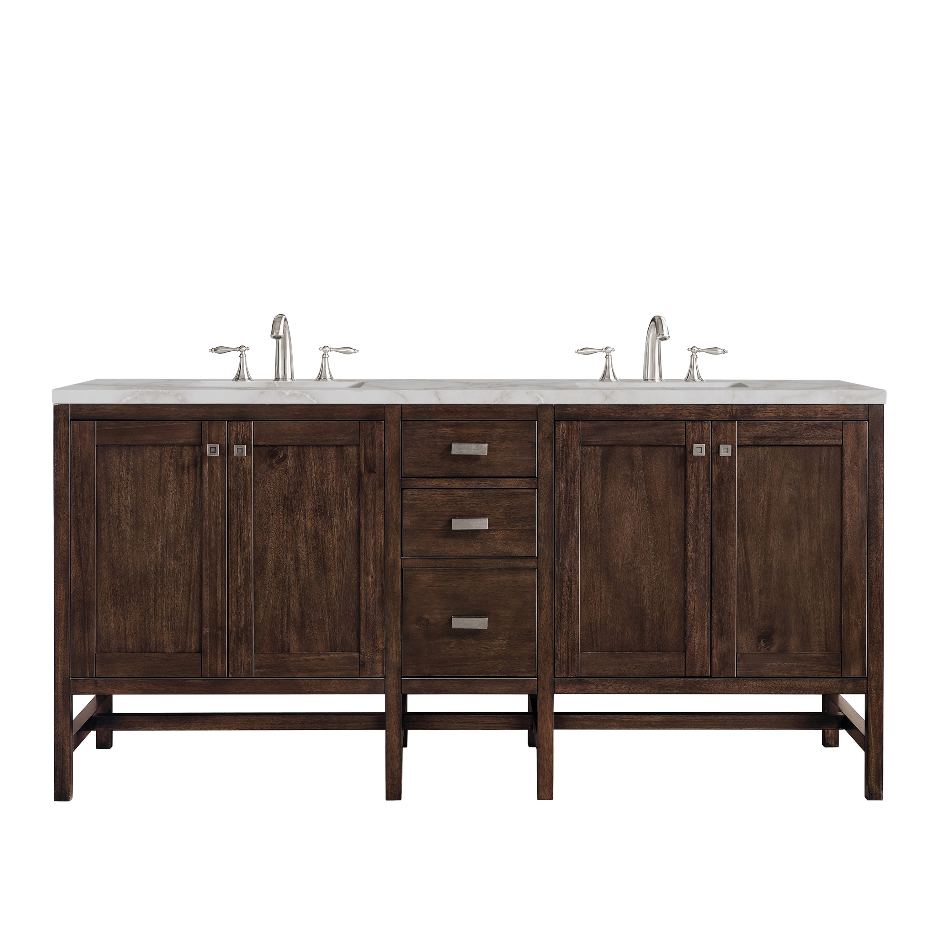 James Martin Addison 72" Double Vanity Set - Mid-Century Acacia