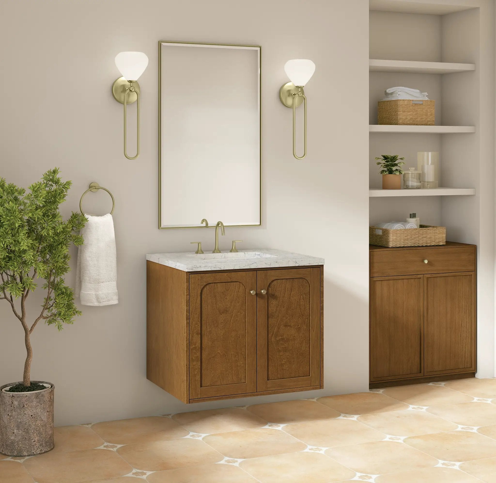 honey oak vanity