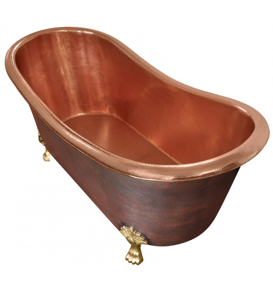 antique copper exterior rose gold interior hammered tub