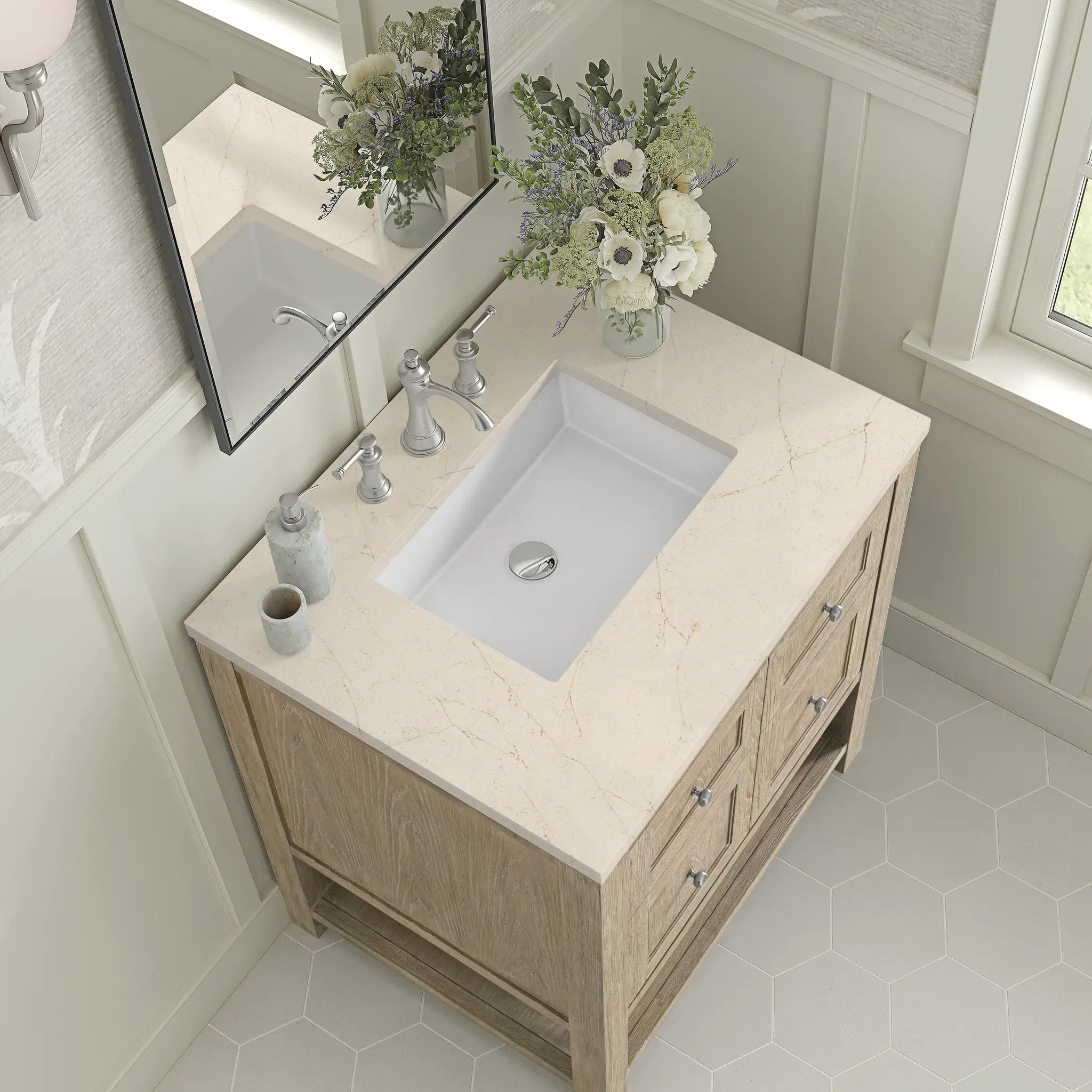whitewashed oak vanity