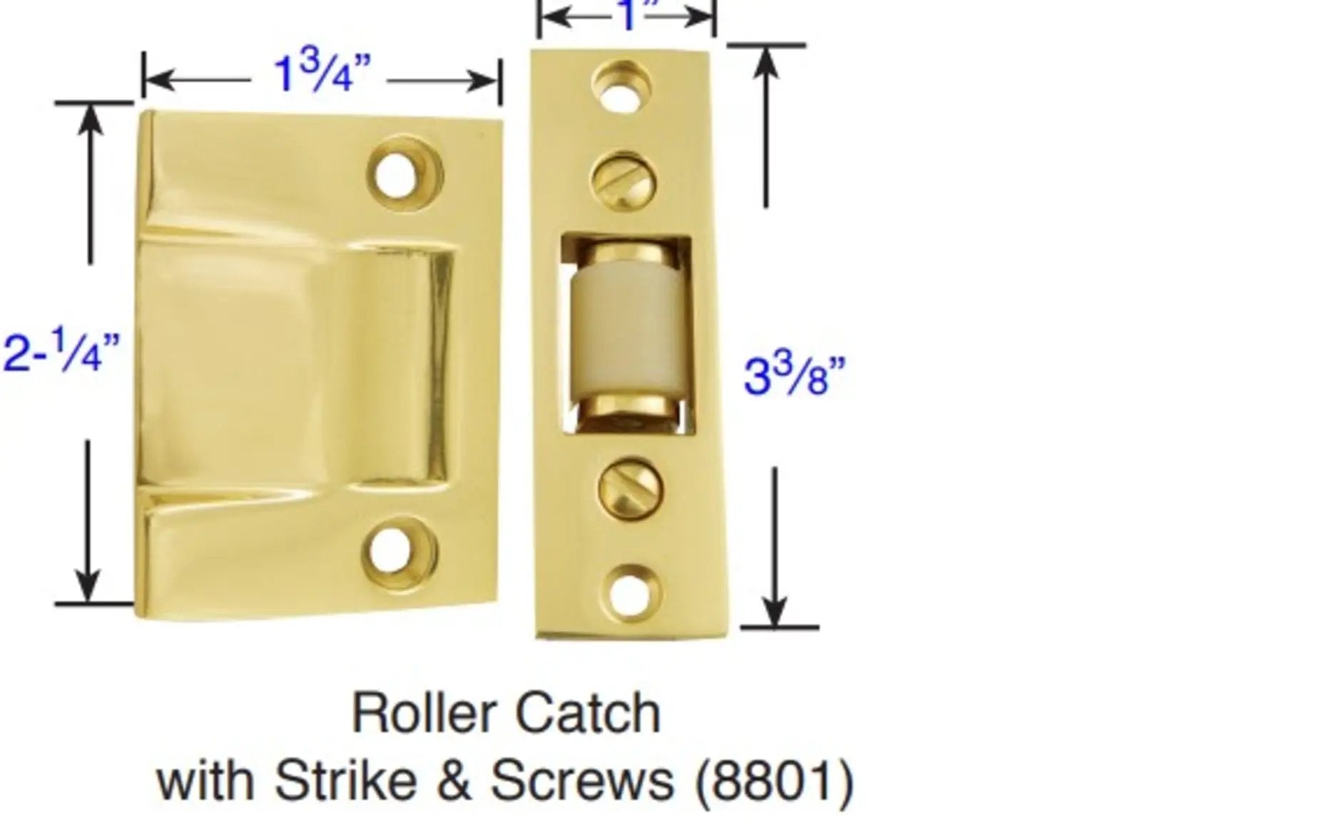 polished brass roller catch
