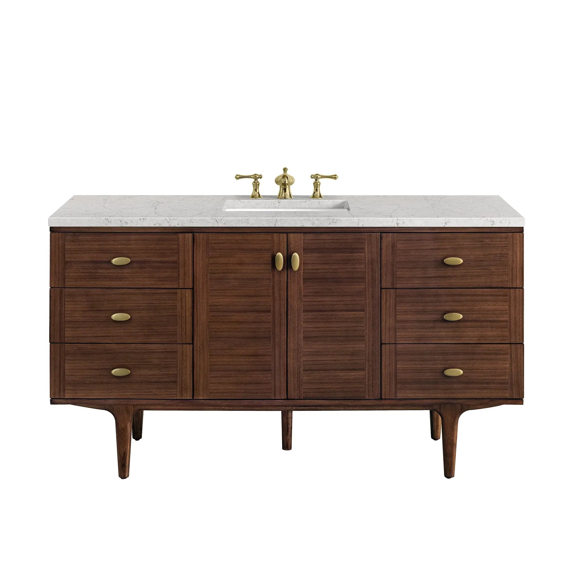 James Martin Amberly 60" Single Vanity Set - Mid-Century Walnut by James Martin Vanities