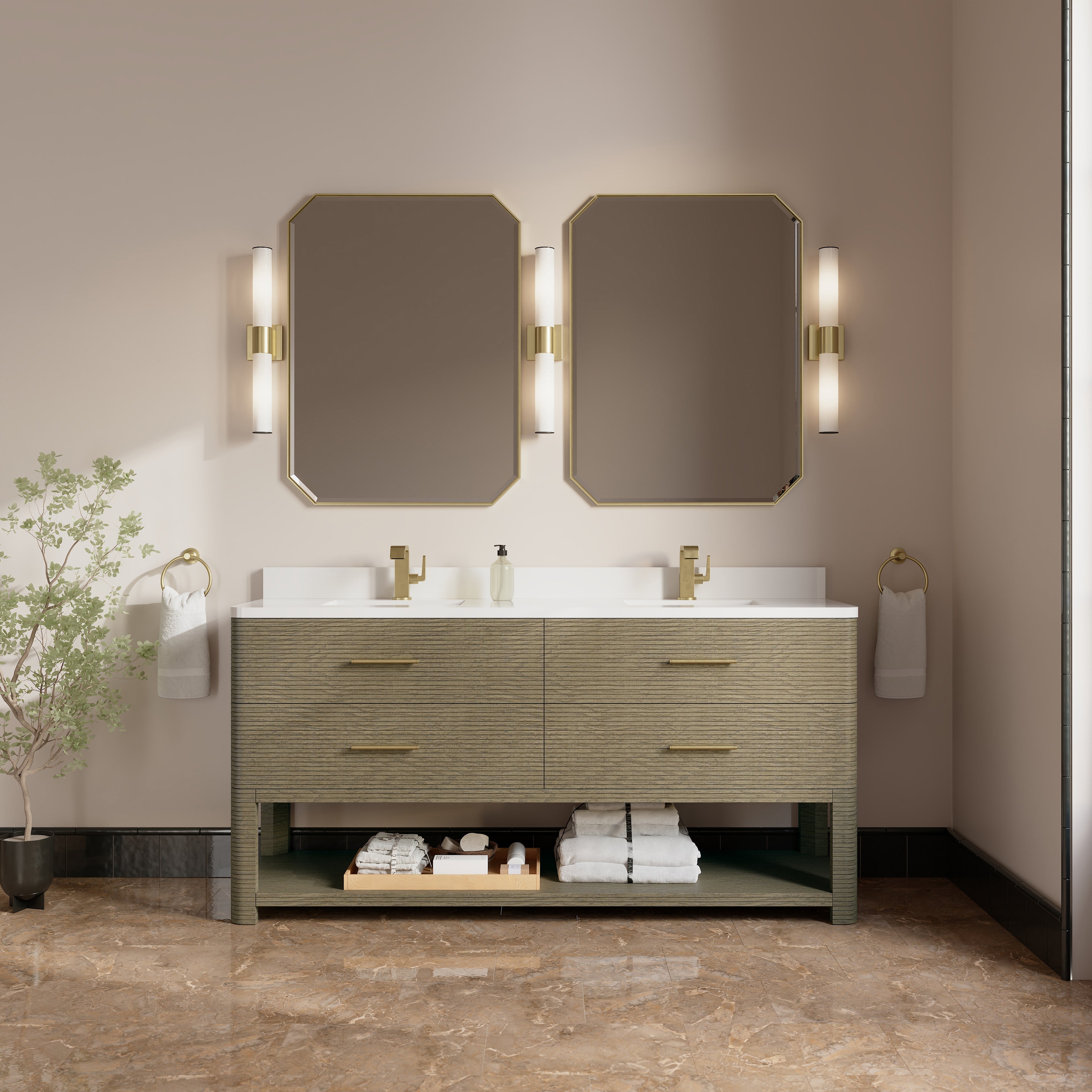pebble oak vanity