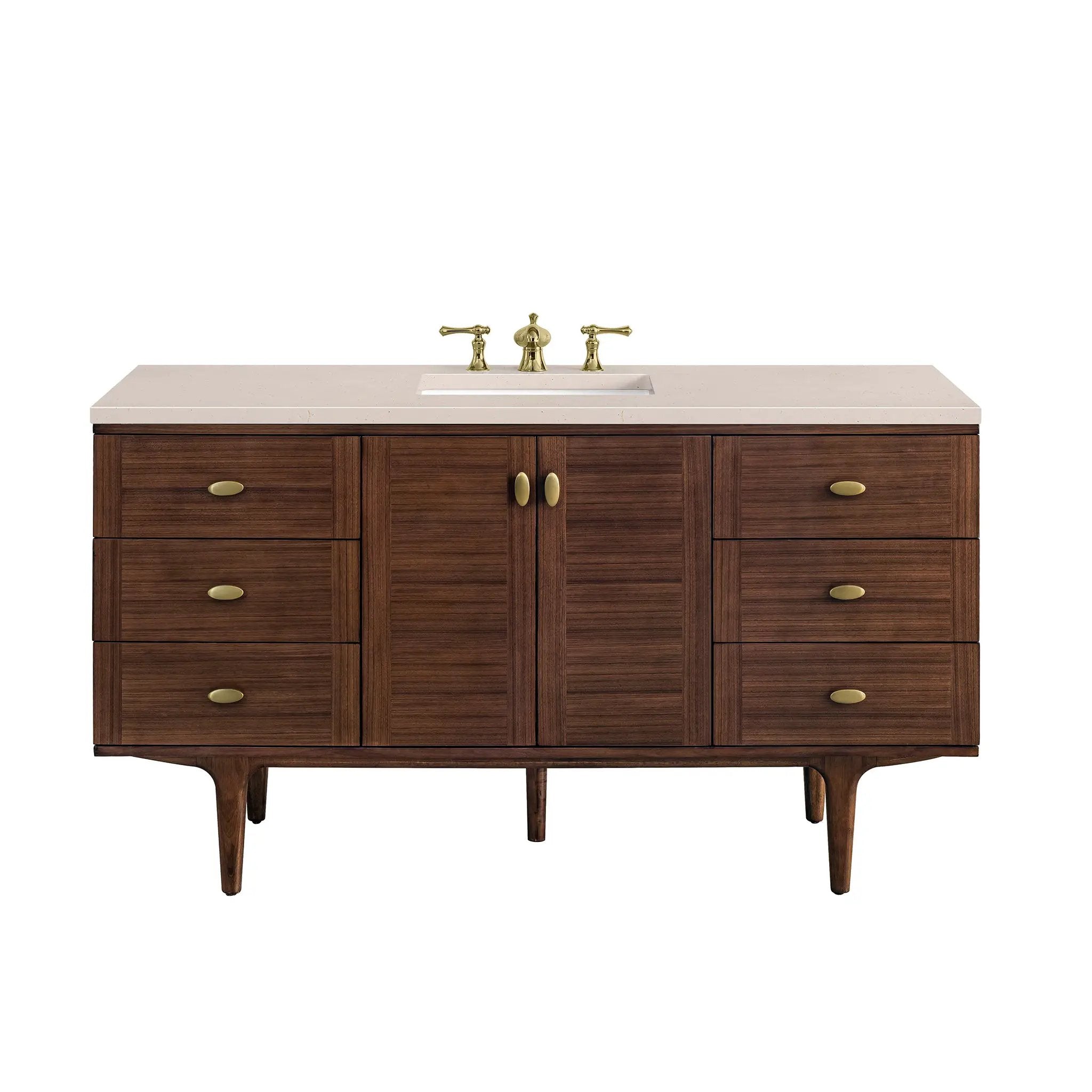 James Martin Amberly 60" Single Vanity Set - Mid-Century Walnut by James Martin Vanities