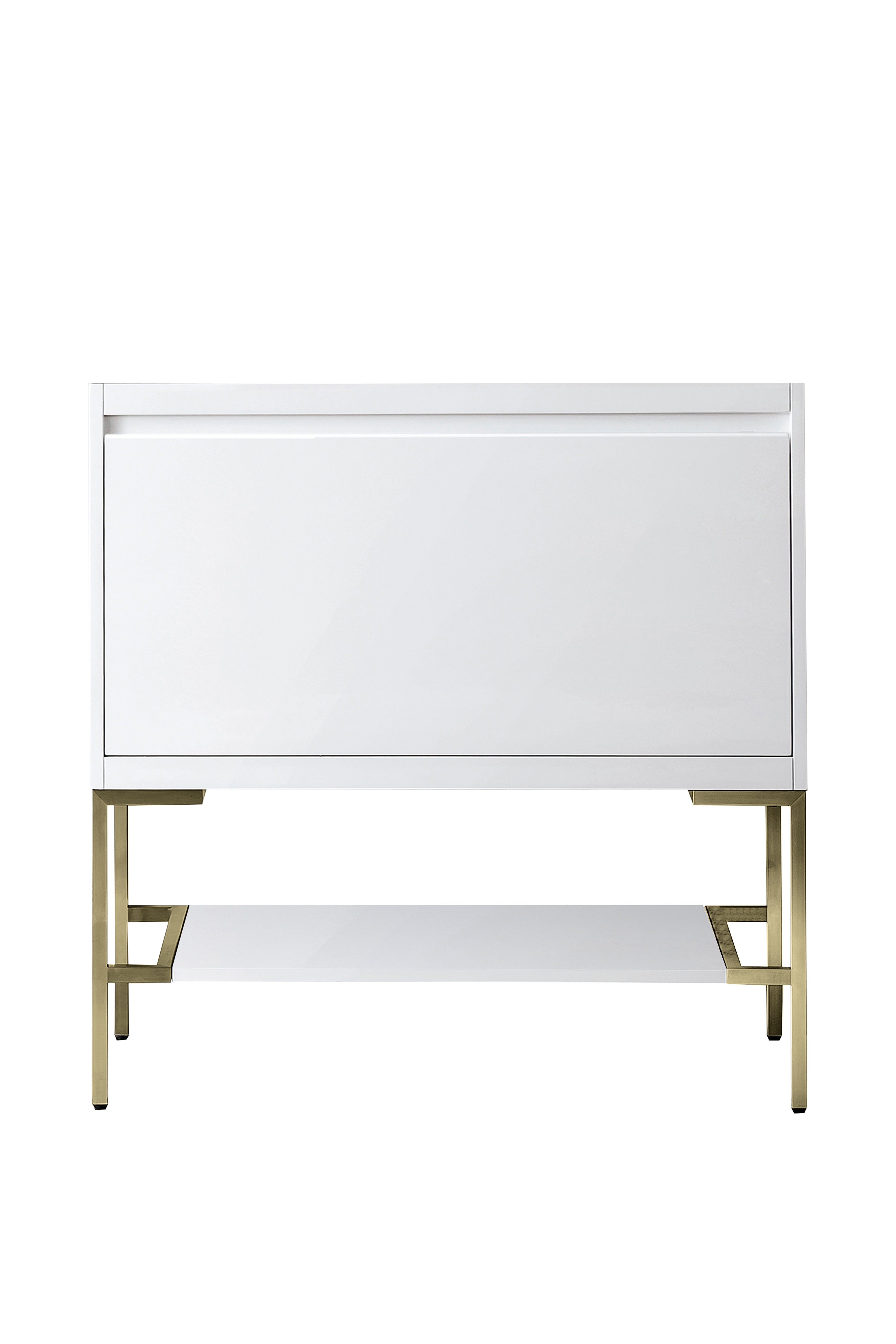 glossy white base vanity