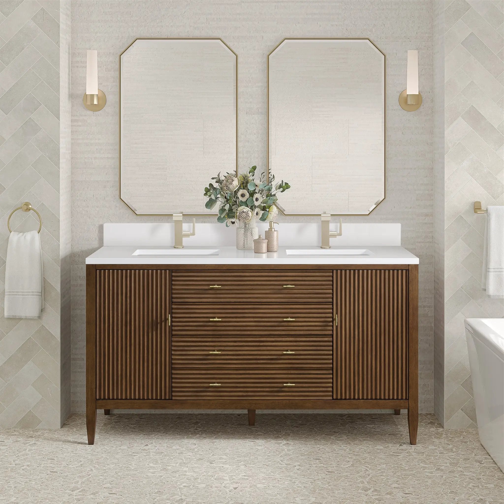 mid-century walnut vanity