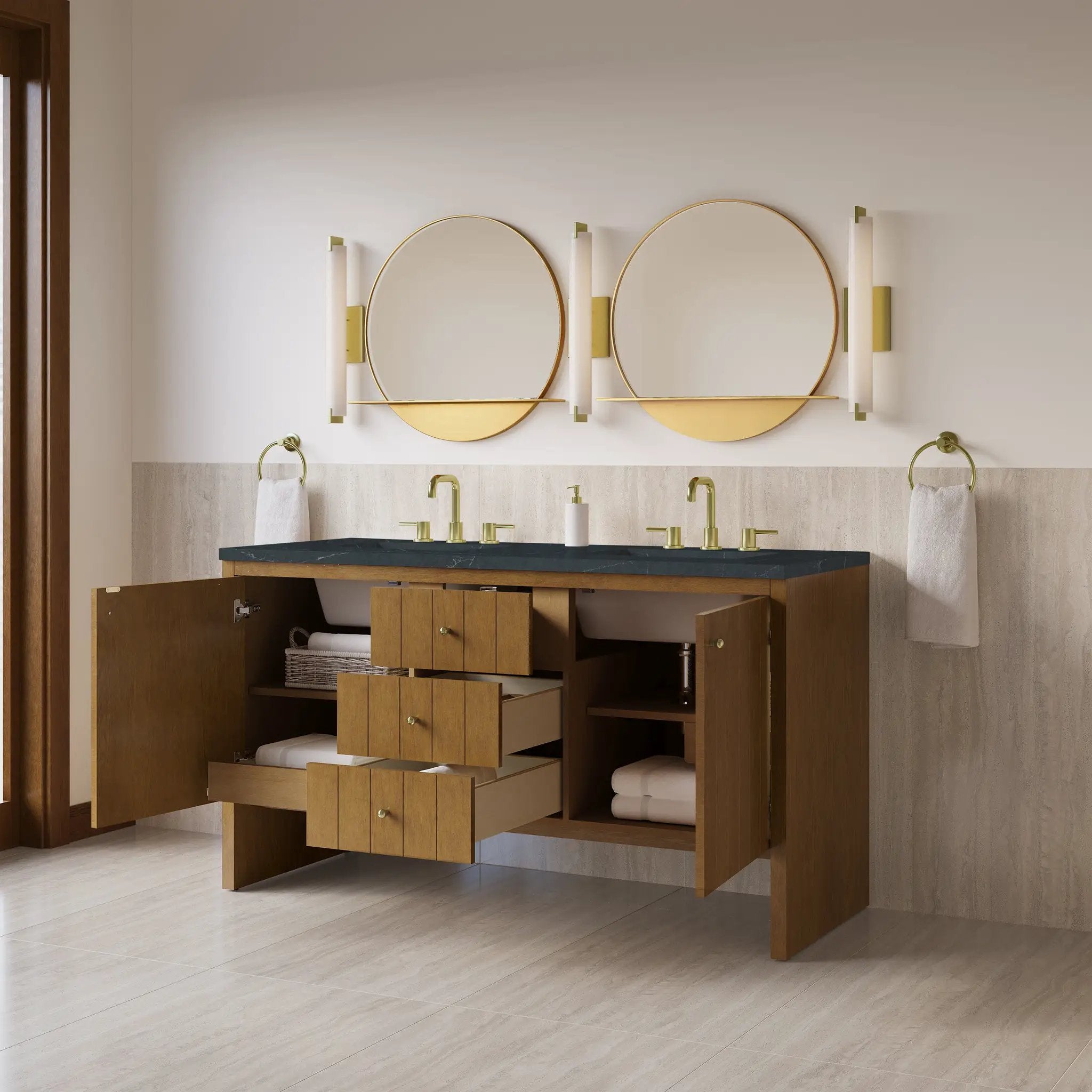 honey oak vanity