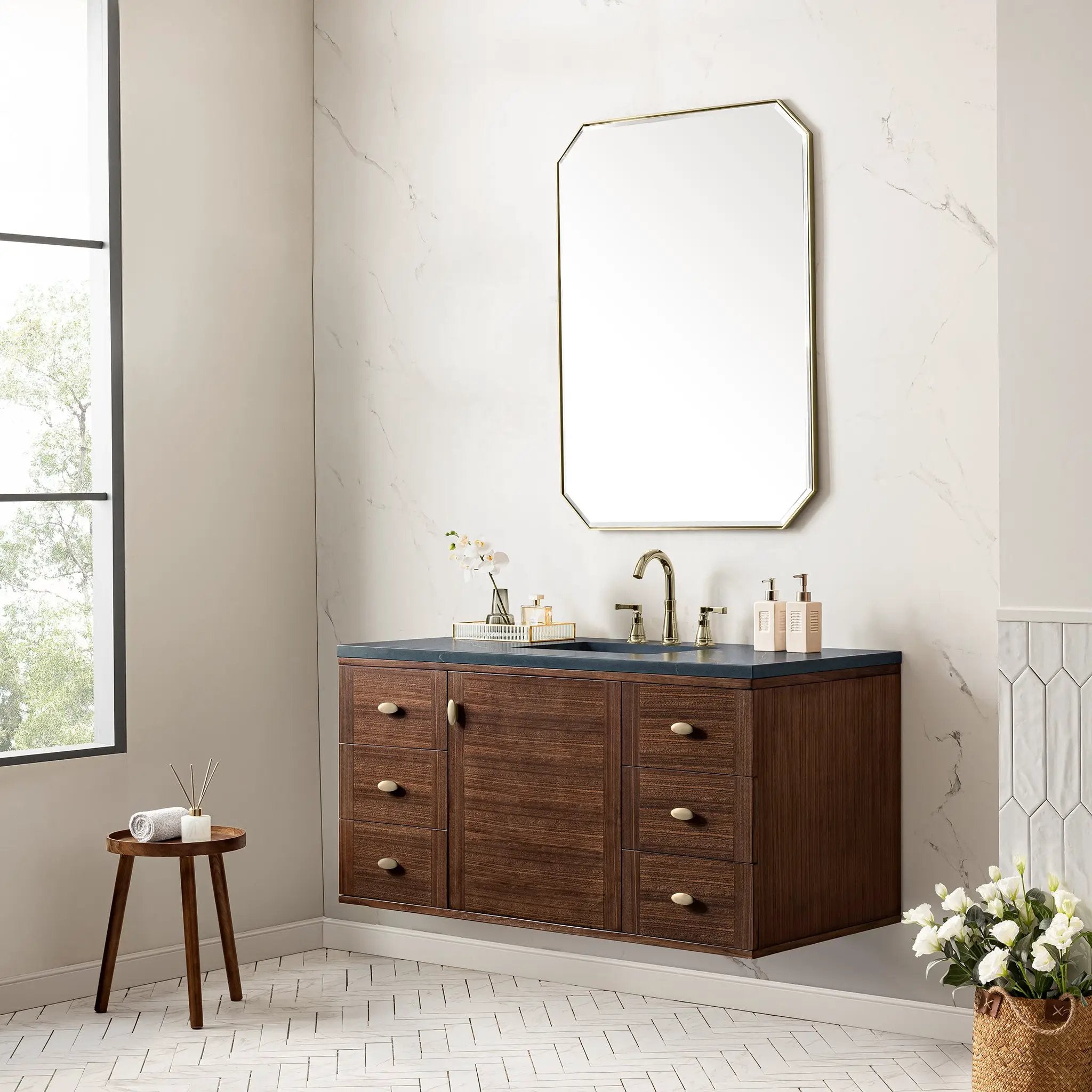mid-century walnut vanity