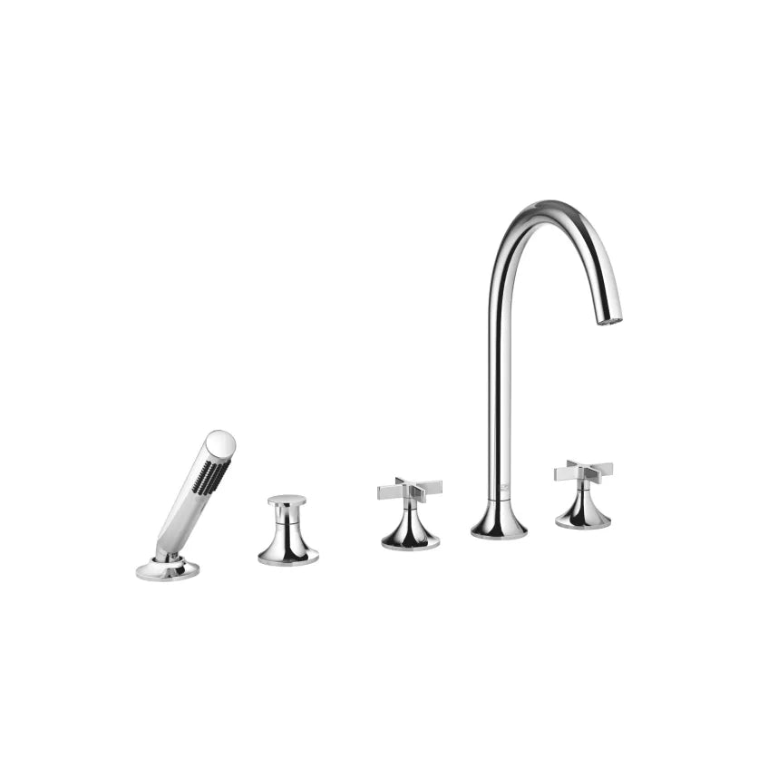 chrome five hole tub set