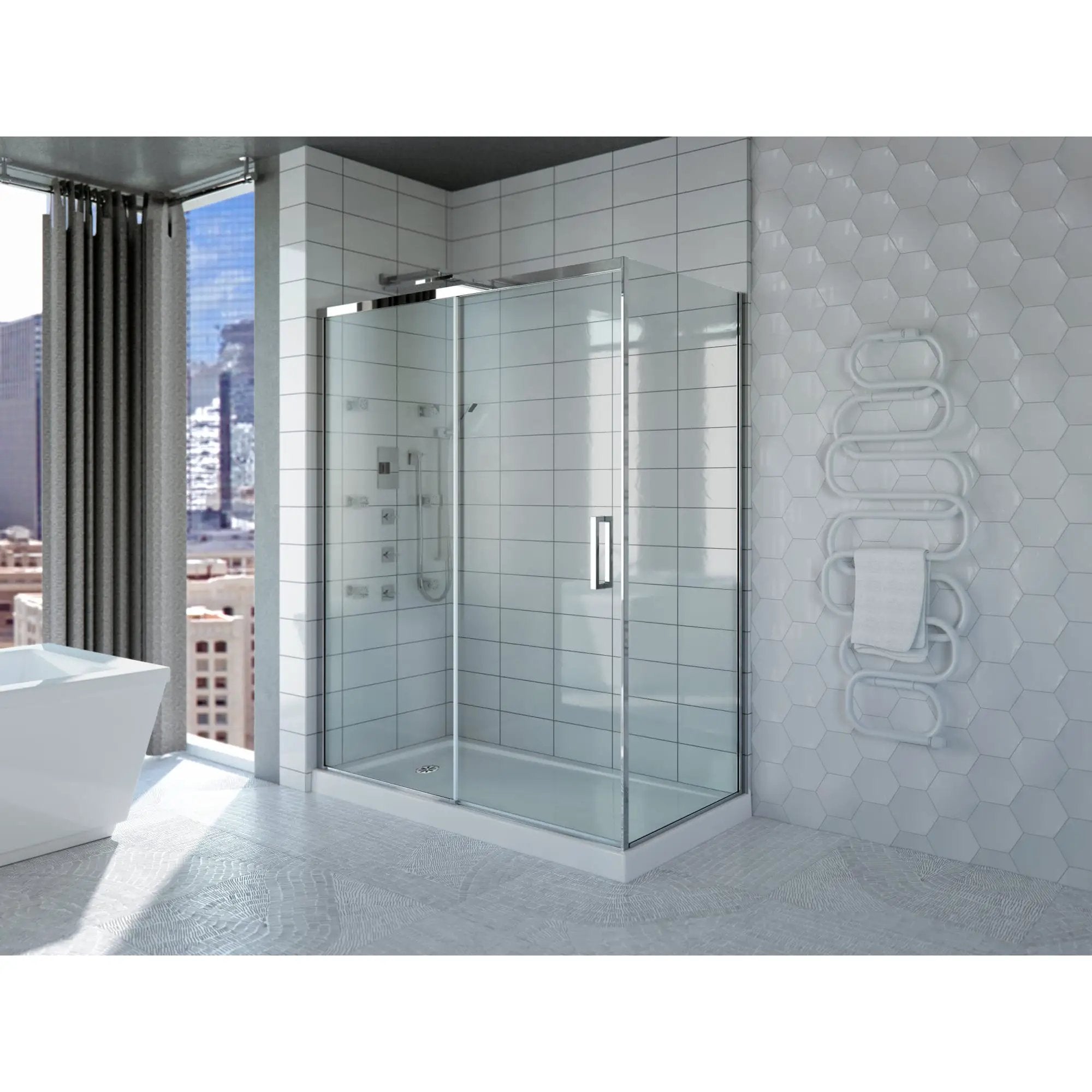 white shower base