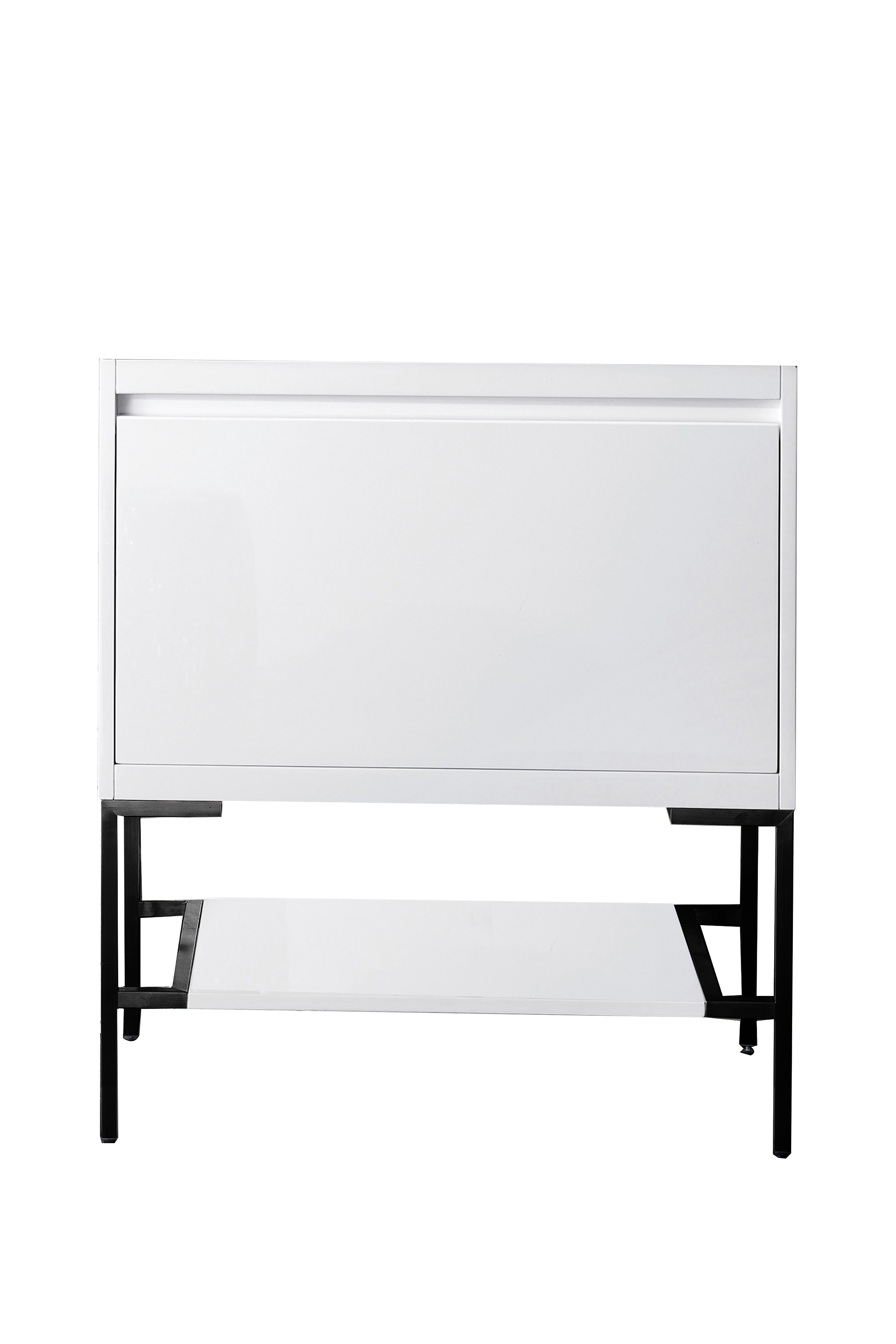 glossy white base vanity