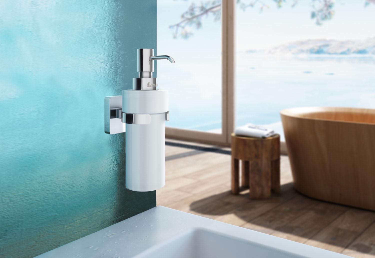 polished chrome soap dispenser