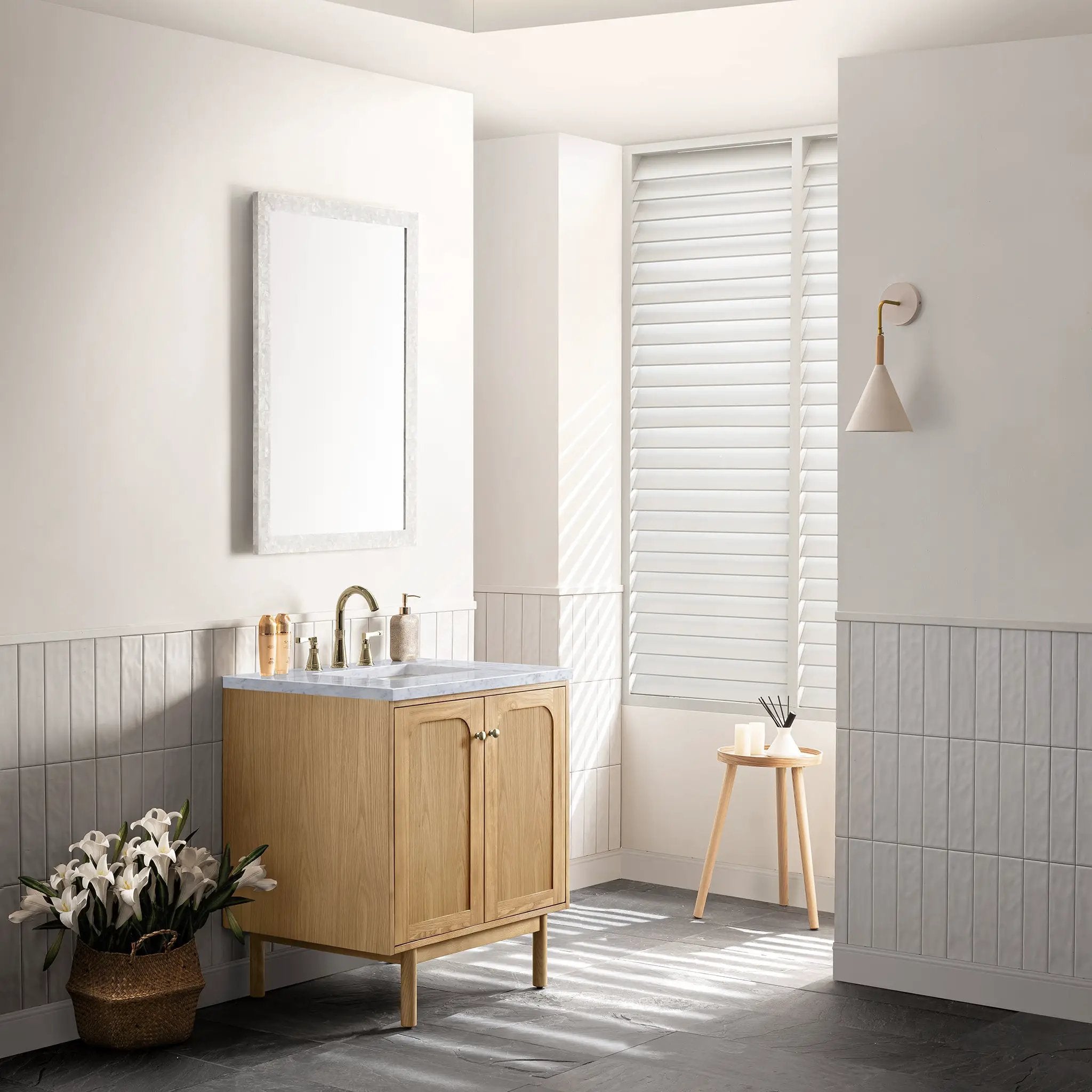 light natural oak vanity