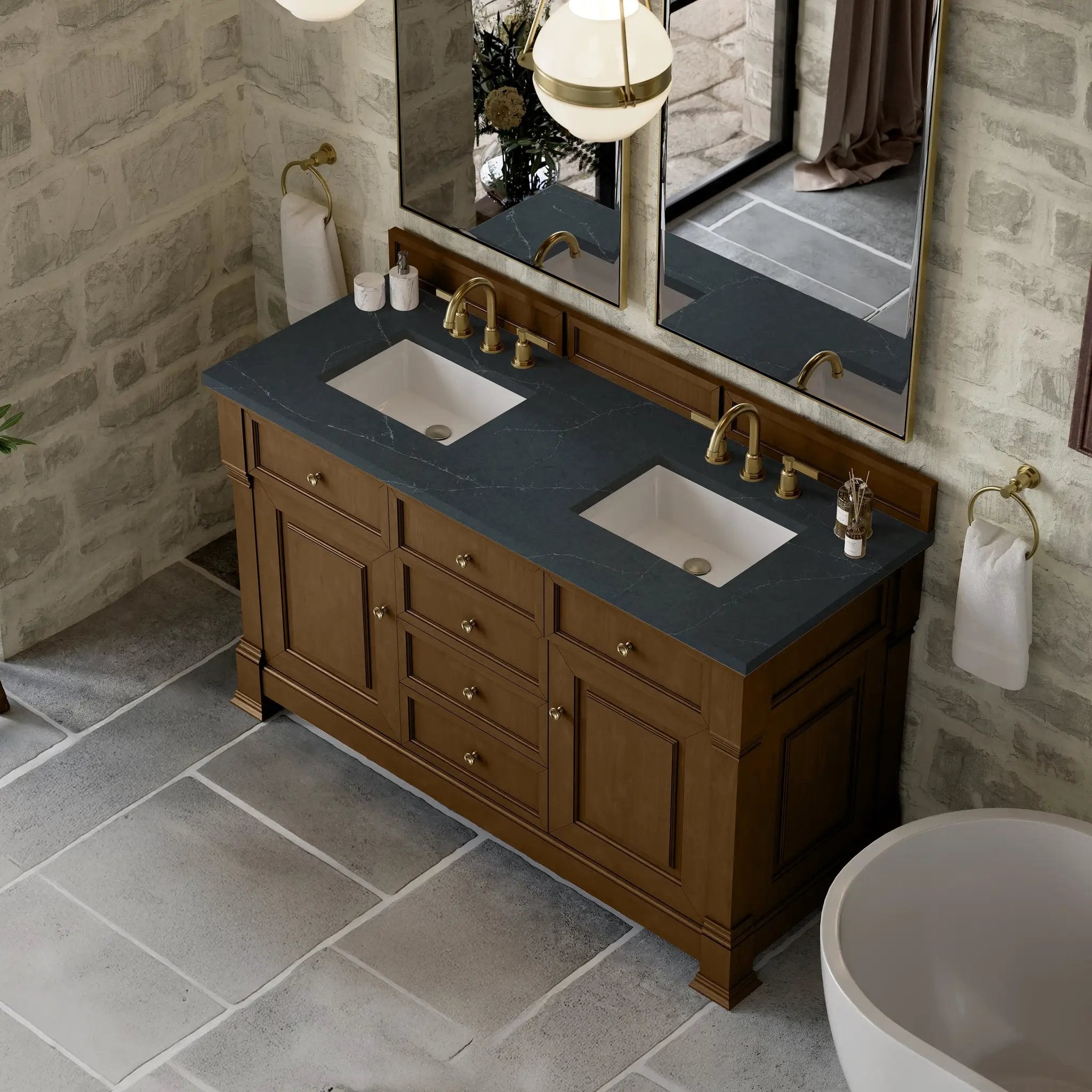 honey oak vanity