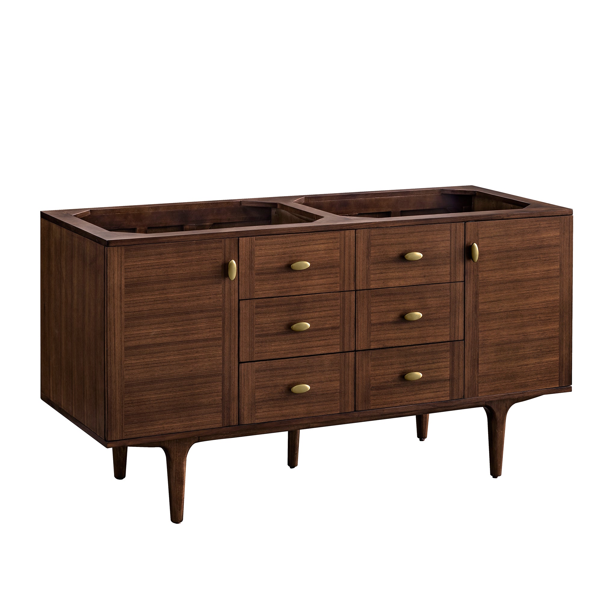James Martin Vanities Amberly 60" Double Vanity - Mid-Century Walnut