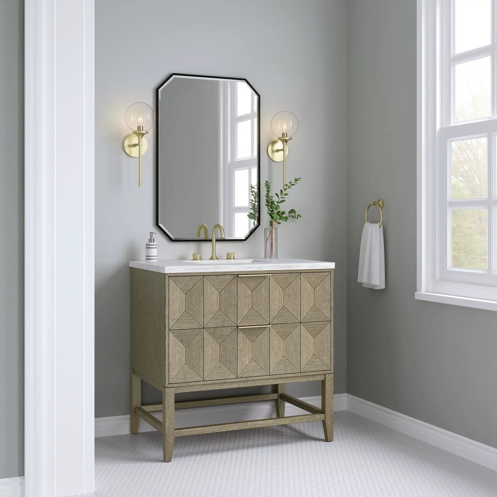 pebble oak vanity