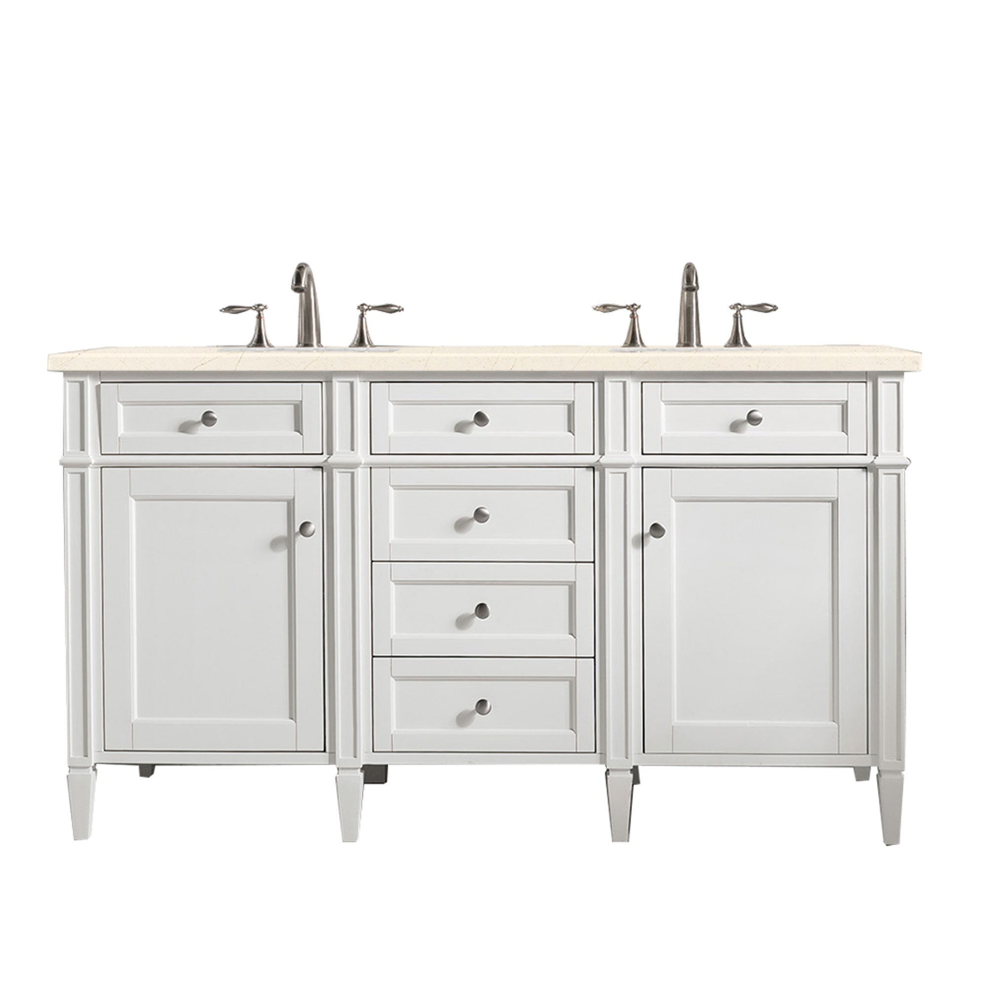 James Martin Vanities Brittany 60" Double Vanity - Bright White