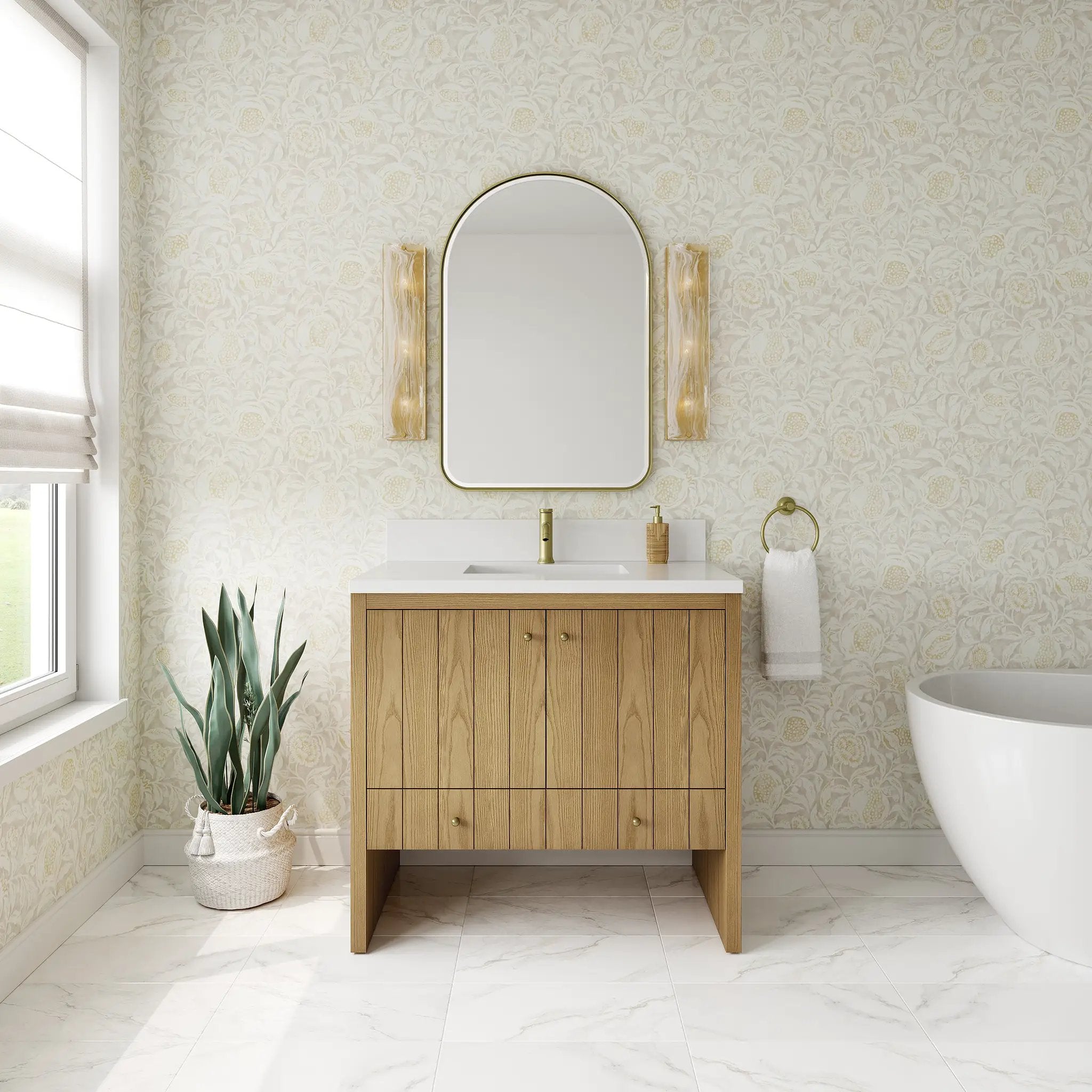 light natural oak vanity