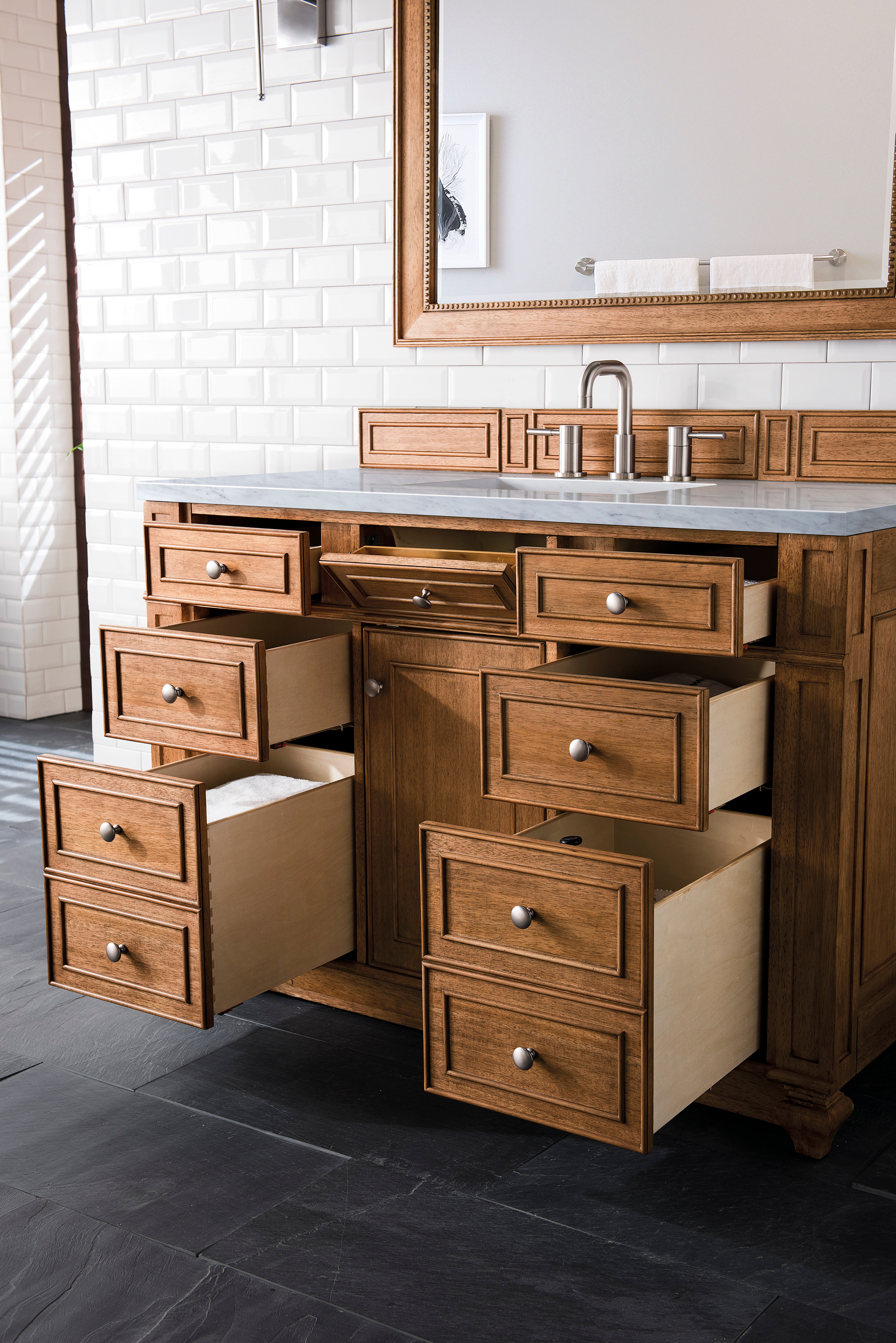 saddle brown vanity
