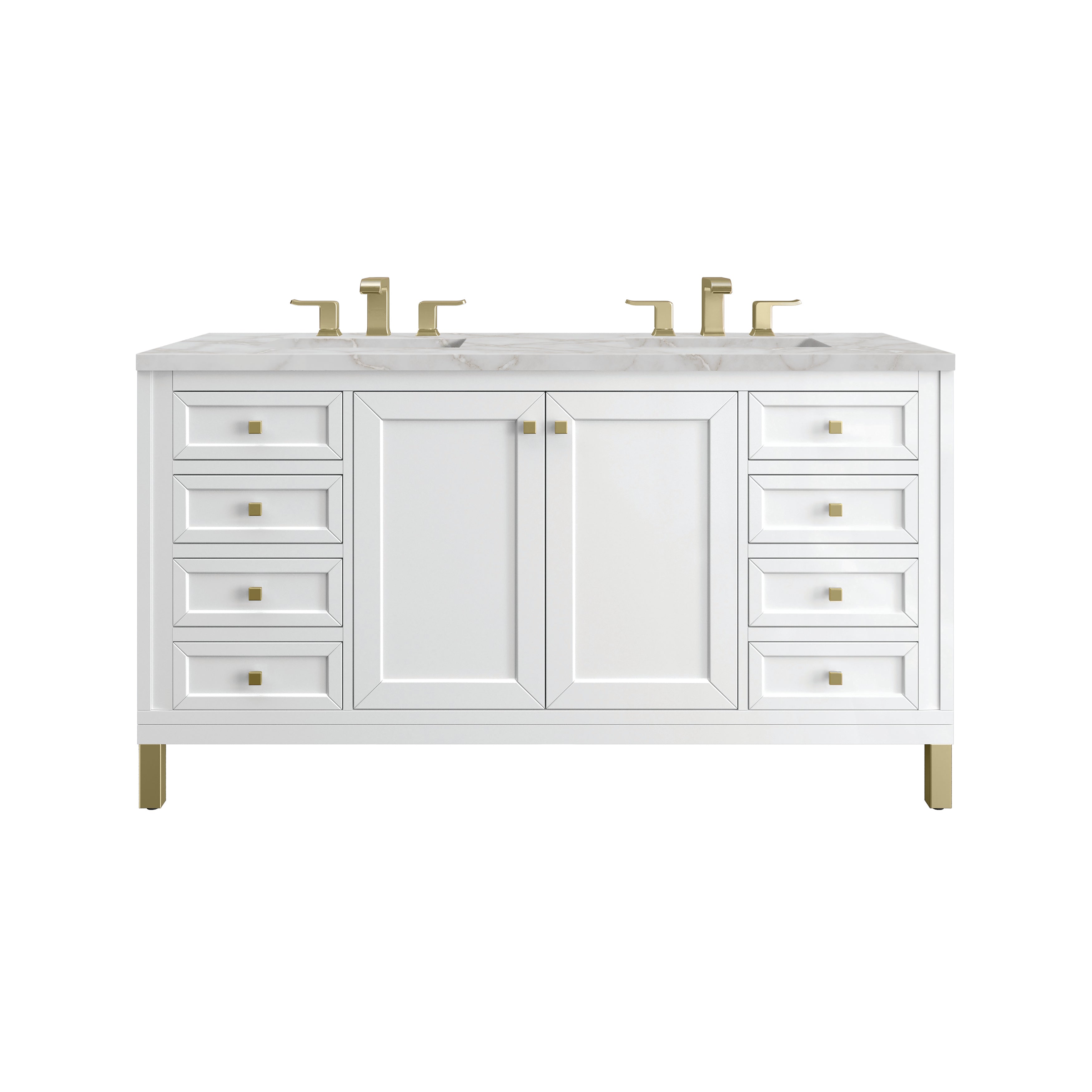 James Martin Vanities Chicago 60" Double Vanity - Glossy White