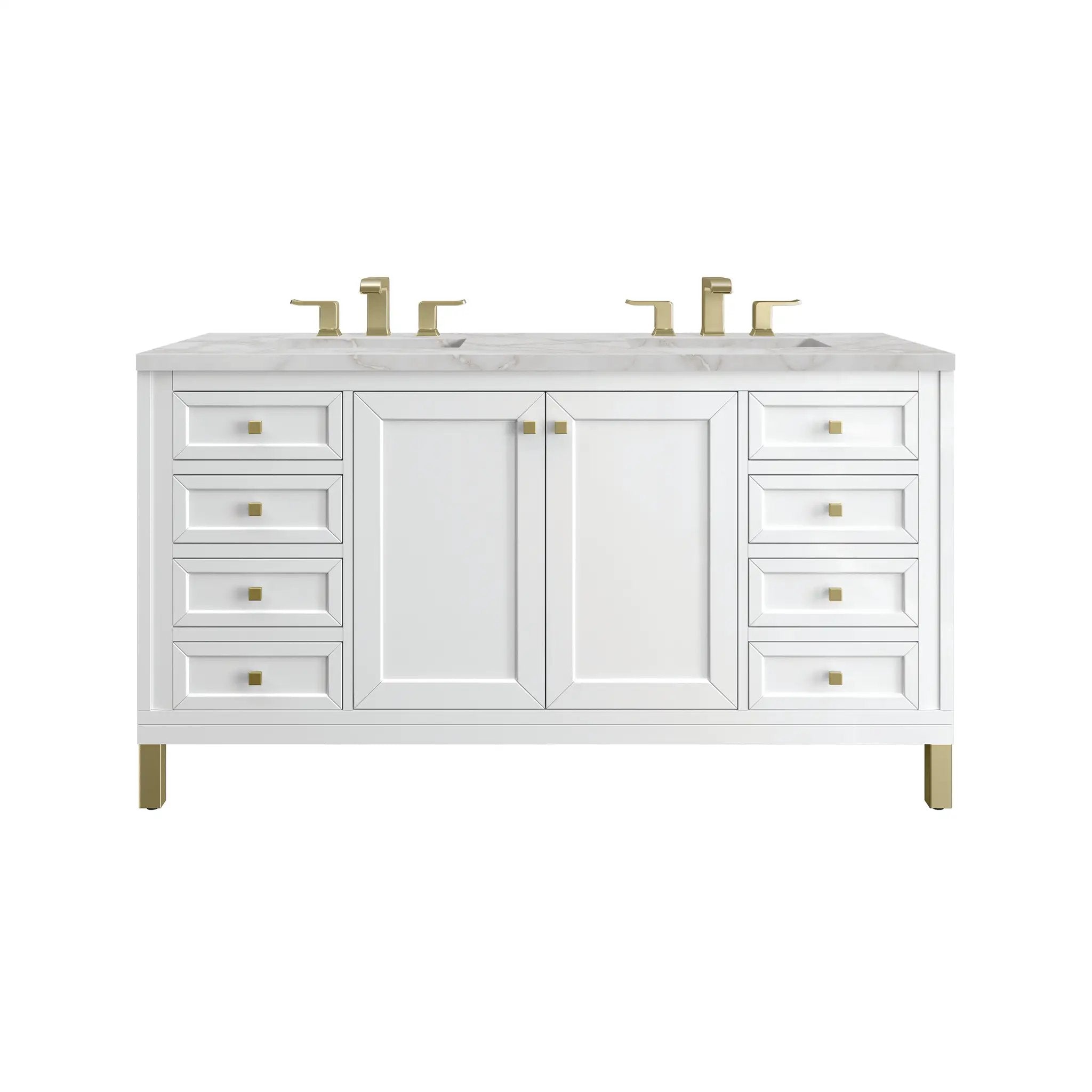 James Martin Chicago 60" Double Vanity Set - Glossy White by James Martin Vanities
