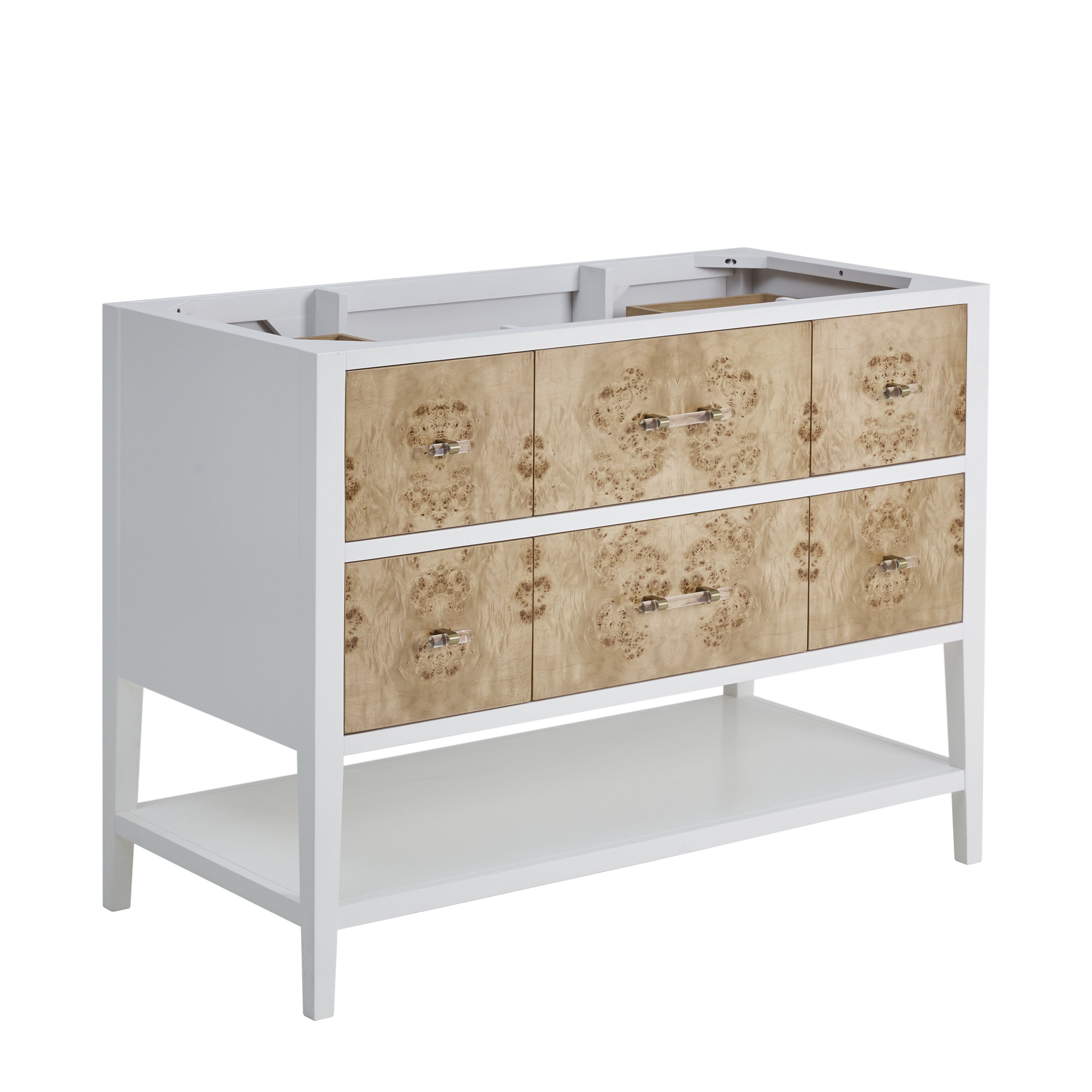 James Martin Olena 48" Single Vanity Set - Light Mappa Burl and Polished White by James Martin Vanities