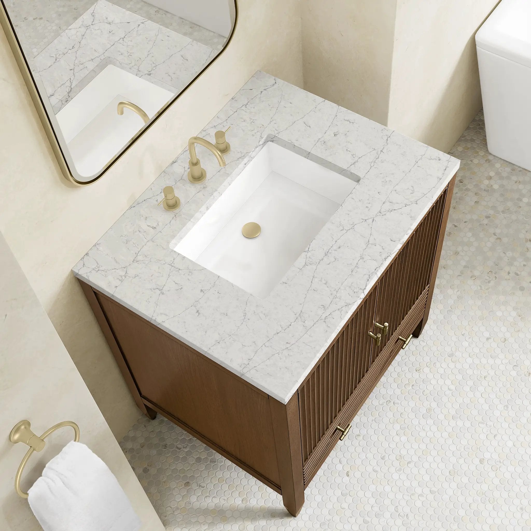 mid-century walnut vanity