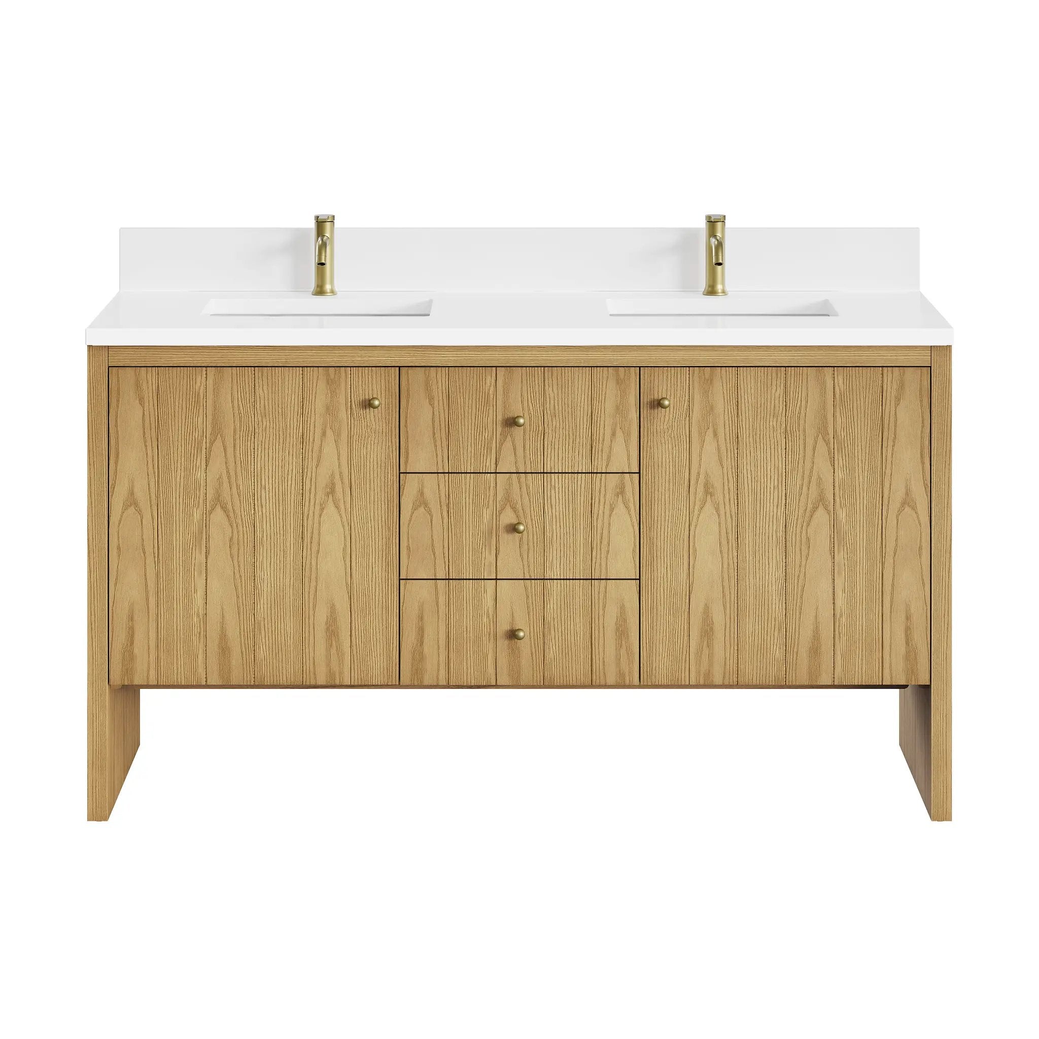James Martin Hudson 60" Double Vanity Set - Light Natural Oak by James Martin Vanities
