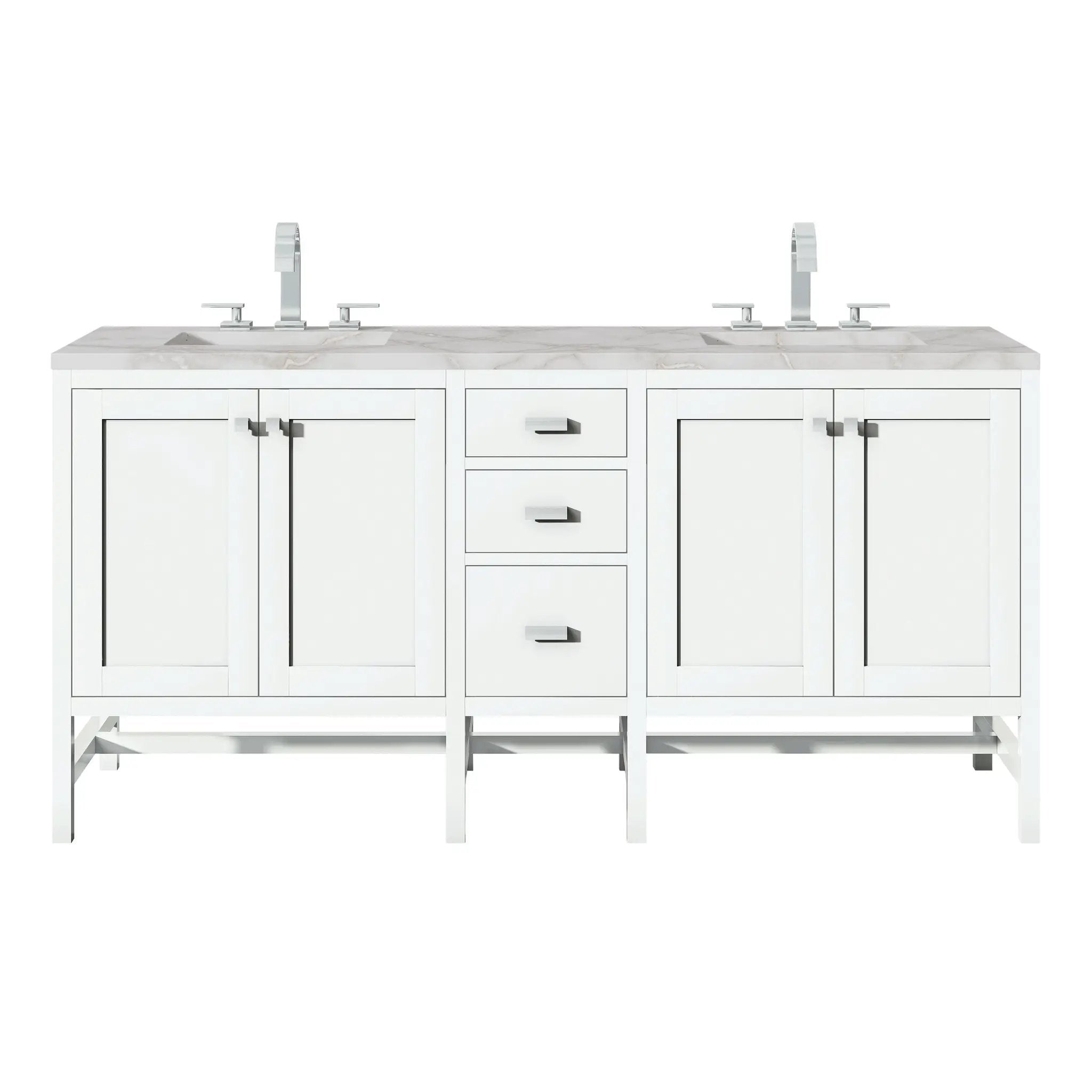 James Martin Addison 72" Double Vanity Set - Glossy White by James Martin Vanities