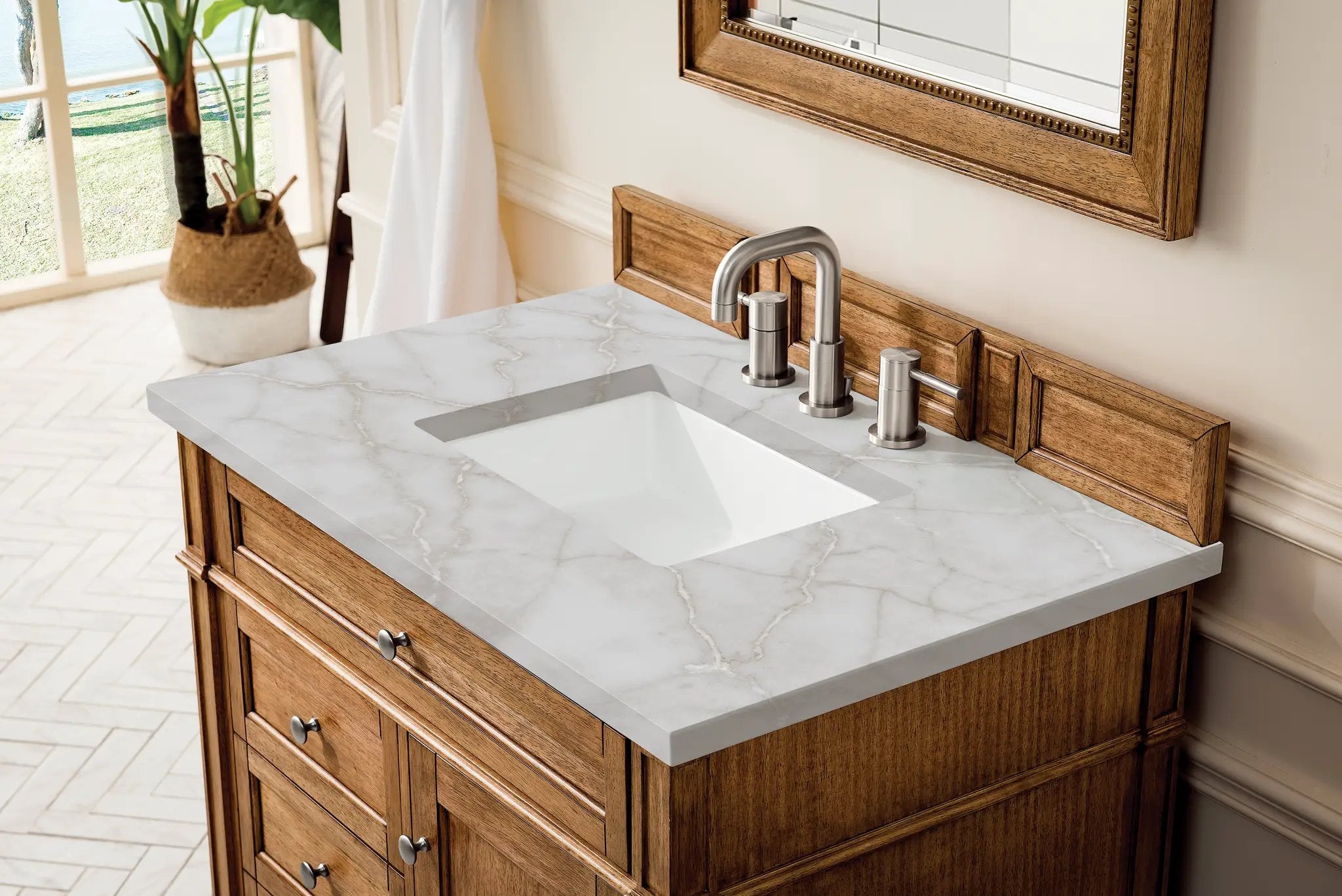 saddle brown vanity
