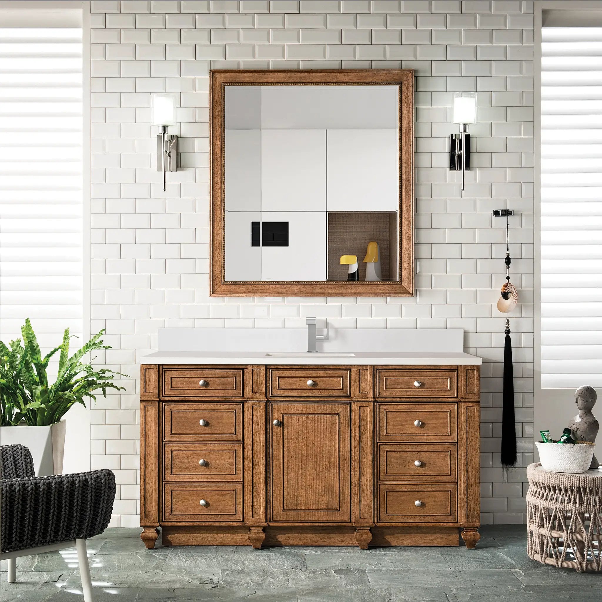 saddle brown vanity