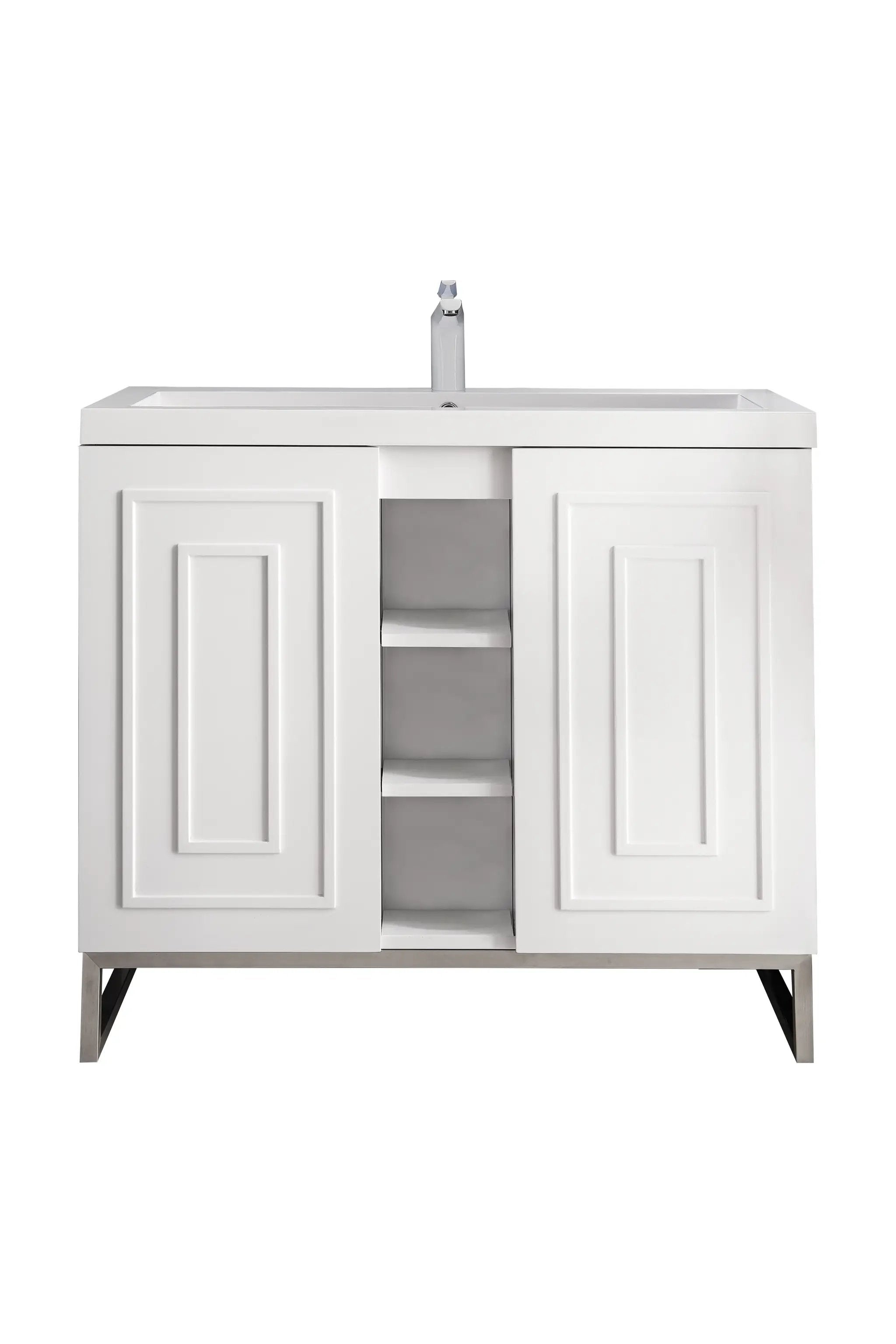 glossy white vanity