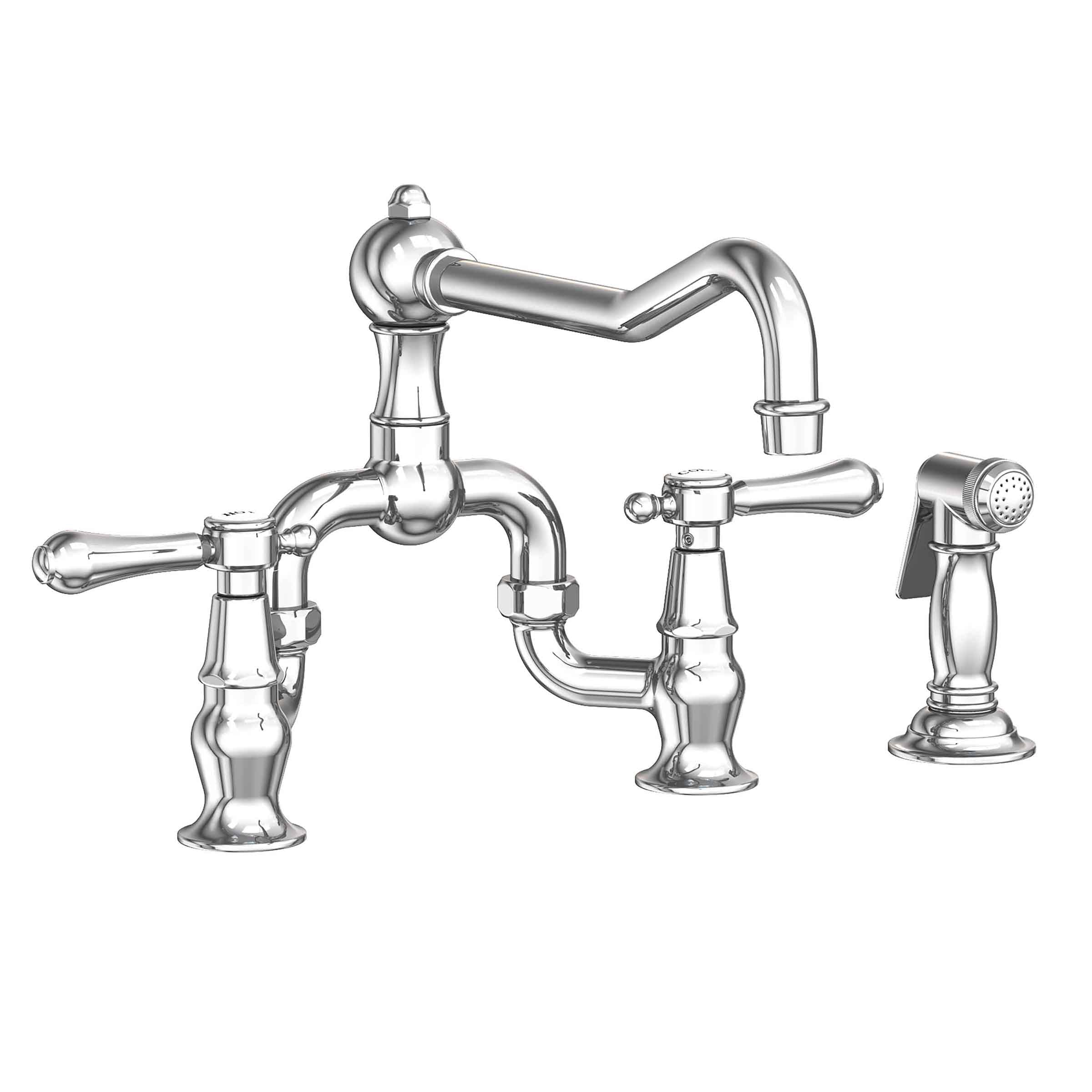 polished chrome bridge faucet