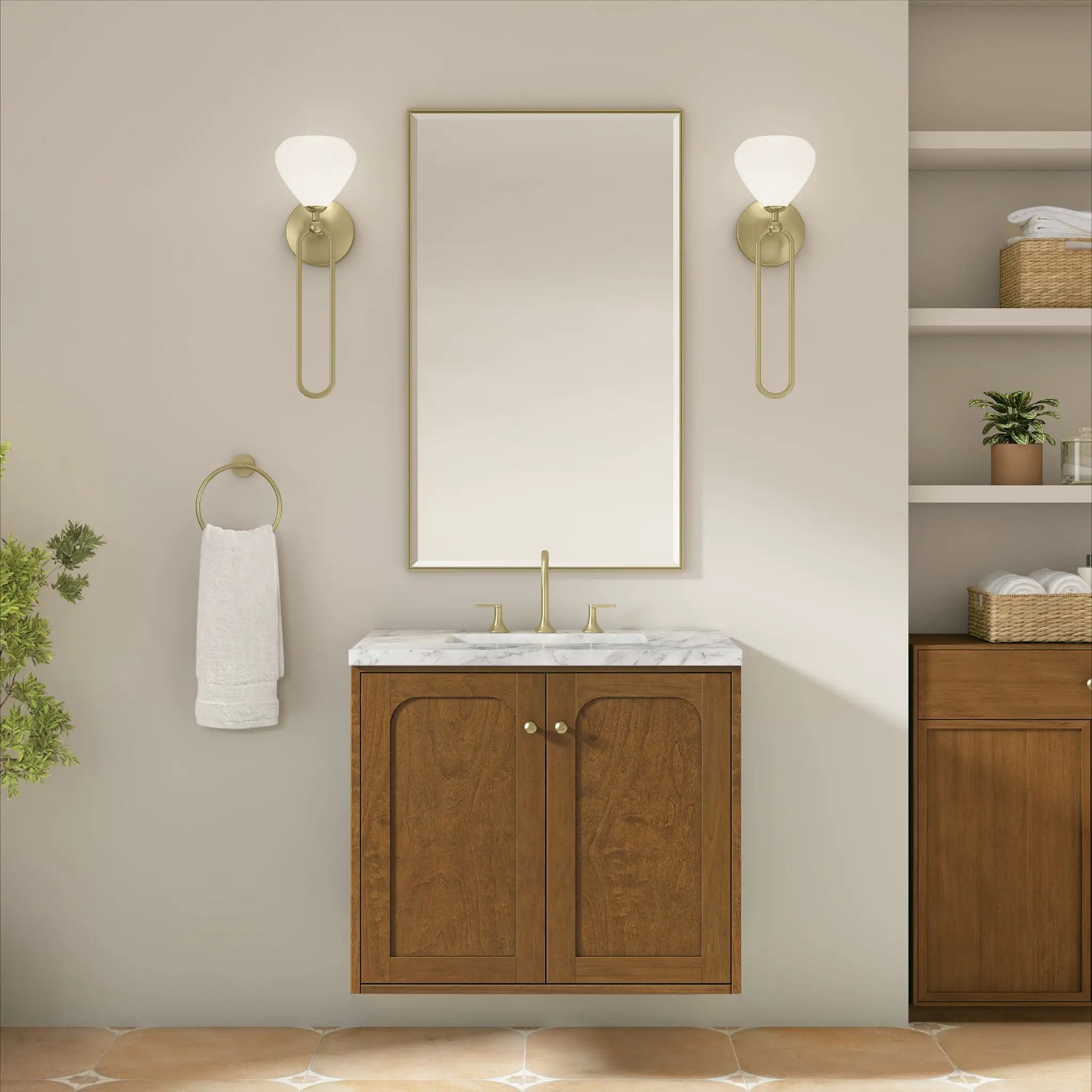 honey oak vanity
