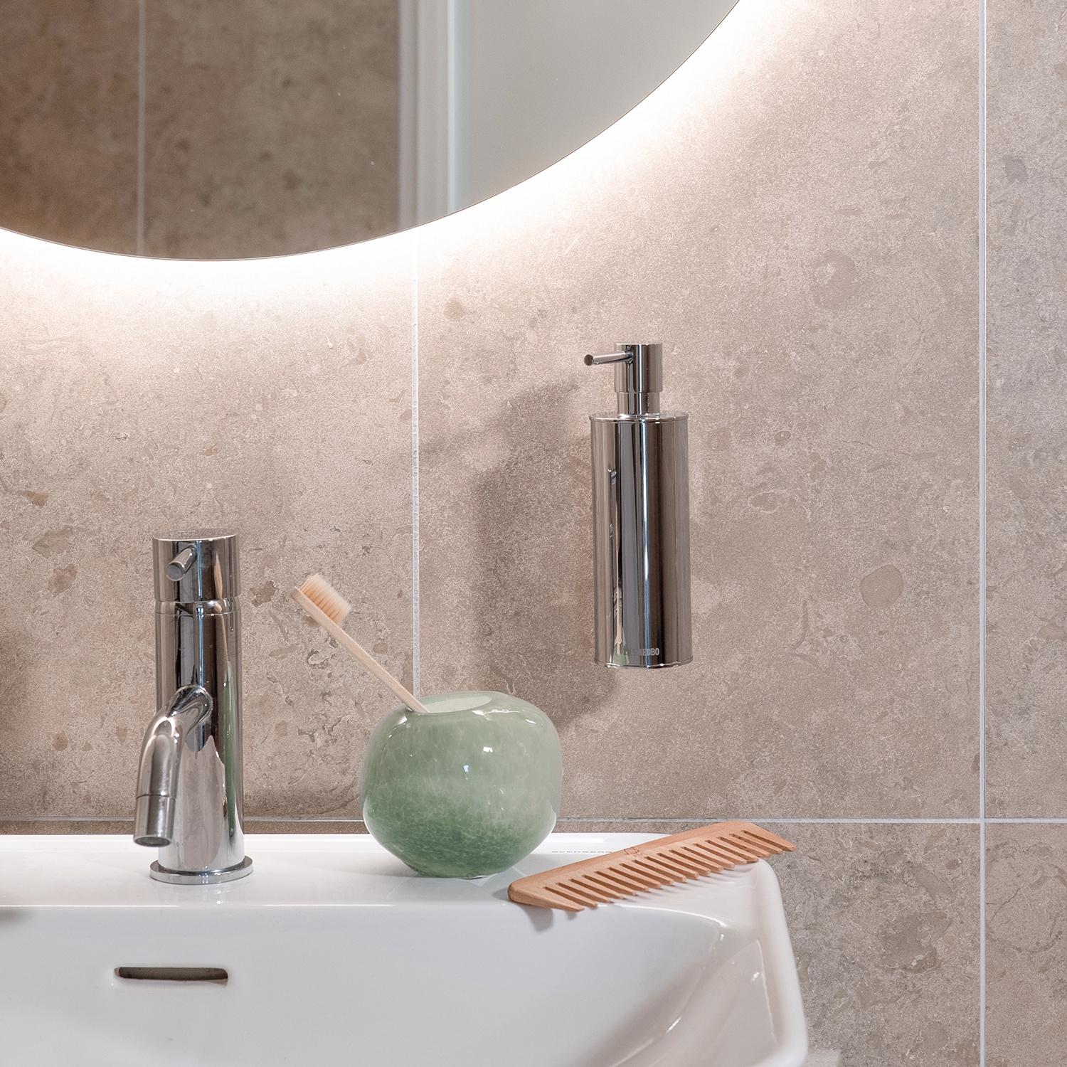 polished chrome soap dispenser