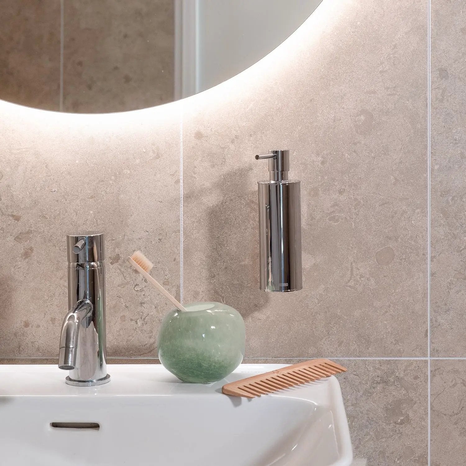 polished chrome soap dispenser