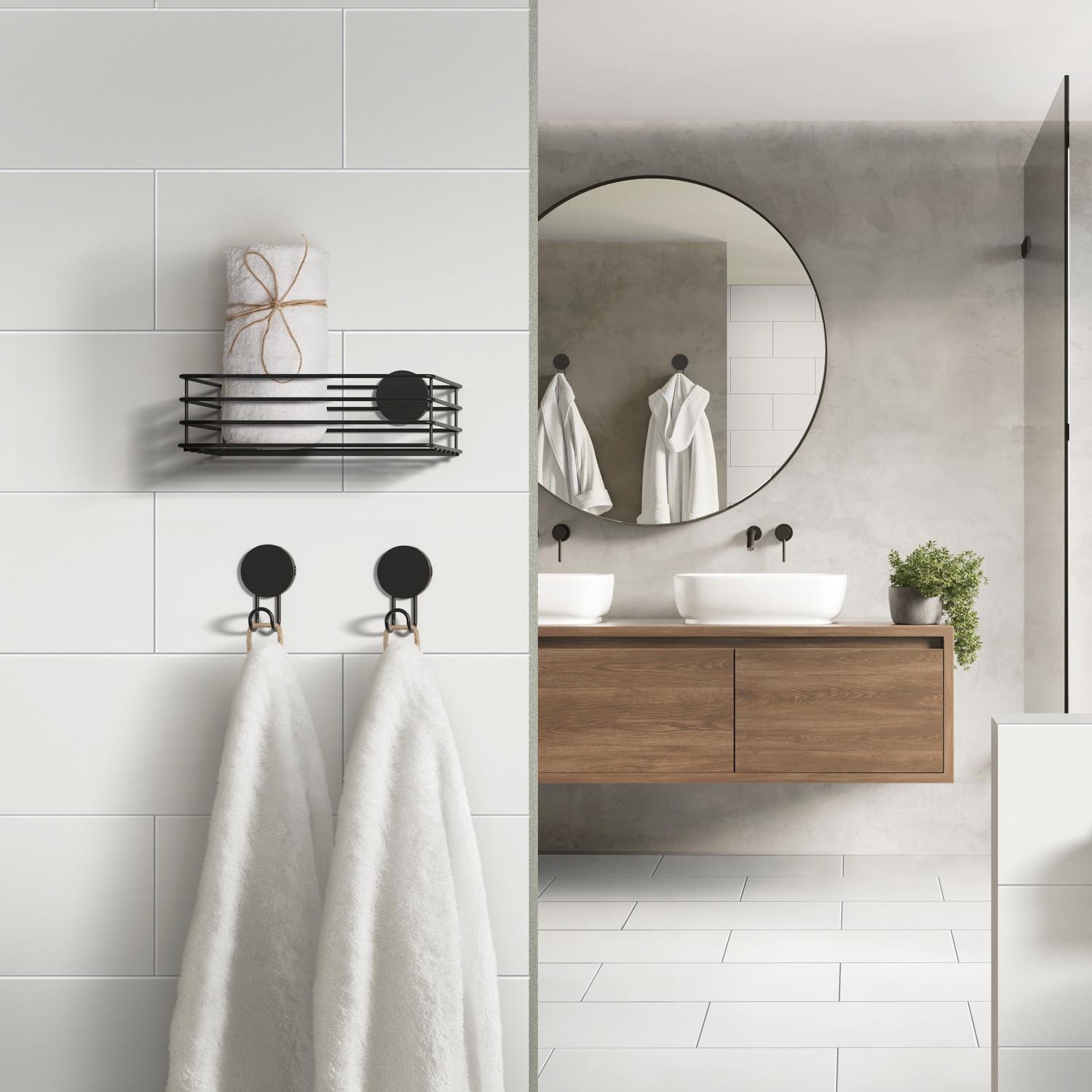 Black chromed stainless steel shower basket