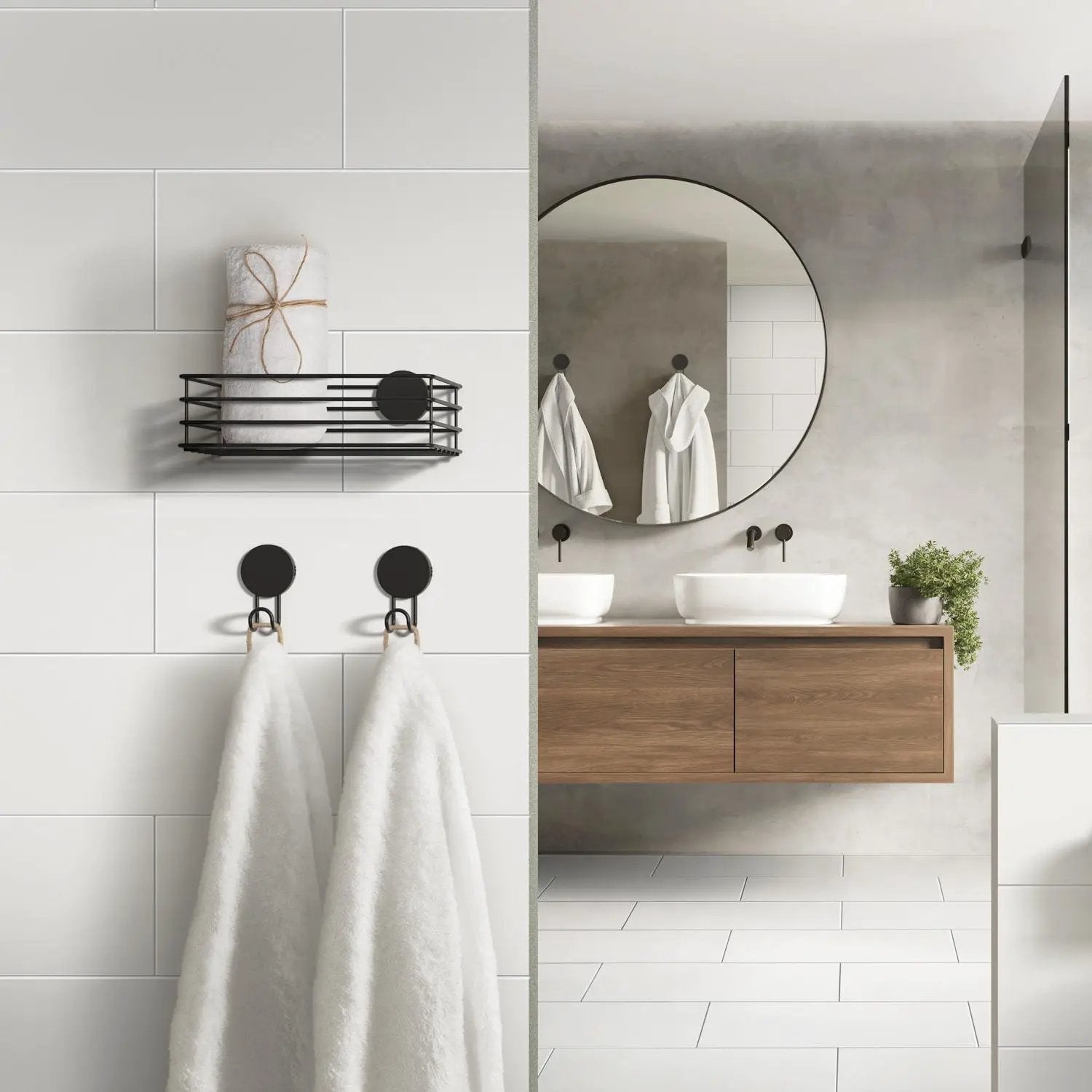 Black chromed stainless steel shower basket