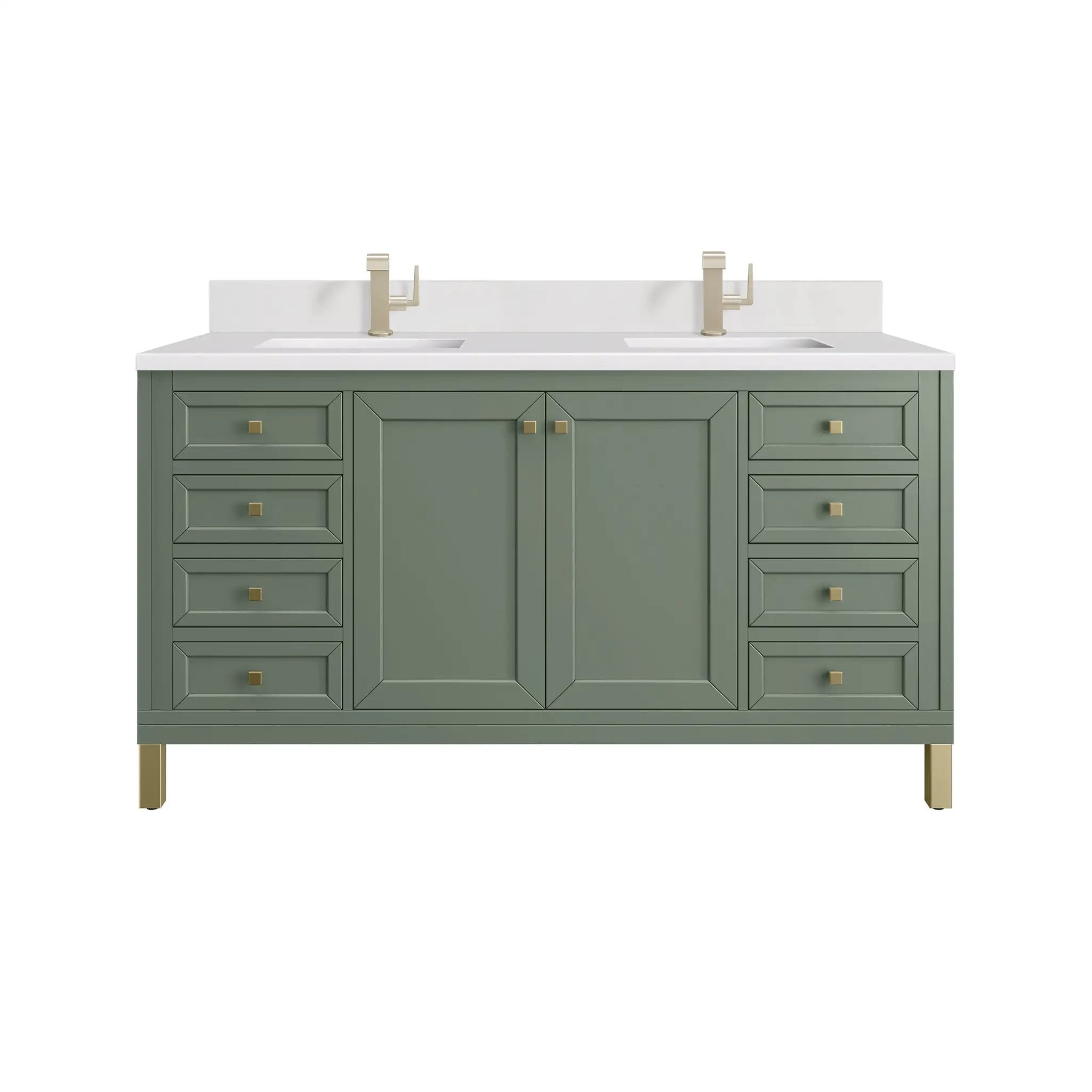 James Martin Chicago 60" Double Vanity Set - Smokey Celadon by James Martin Vanities