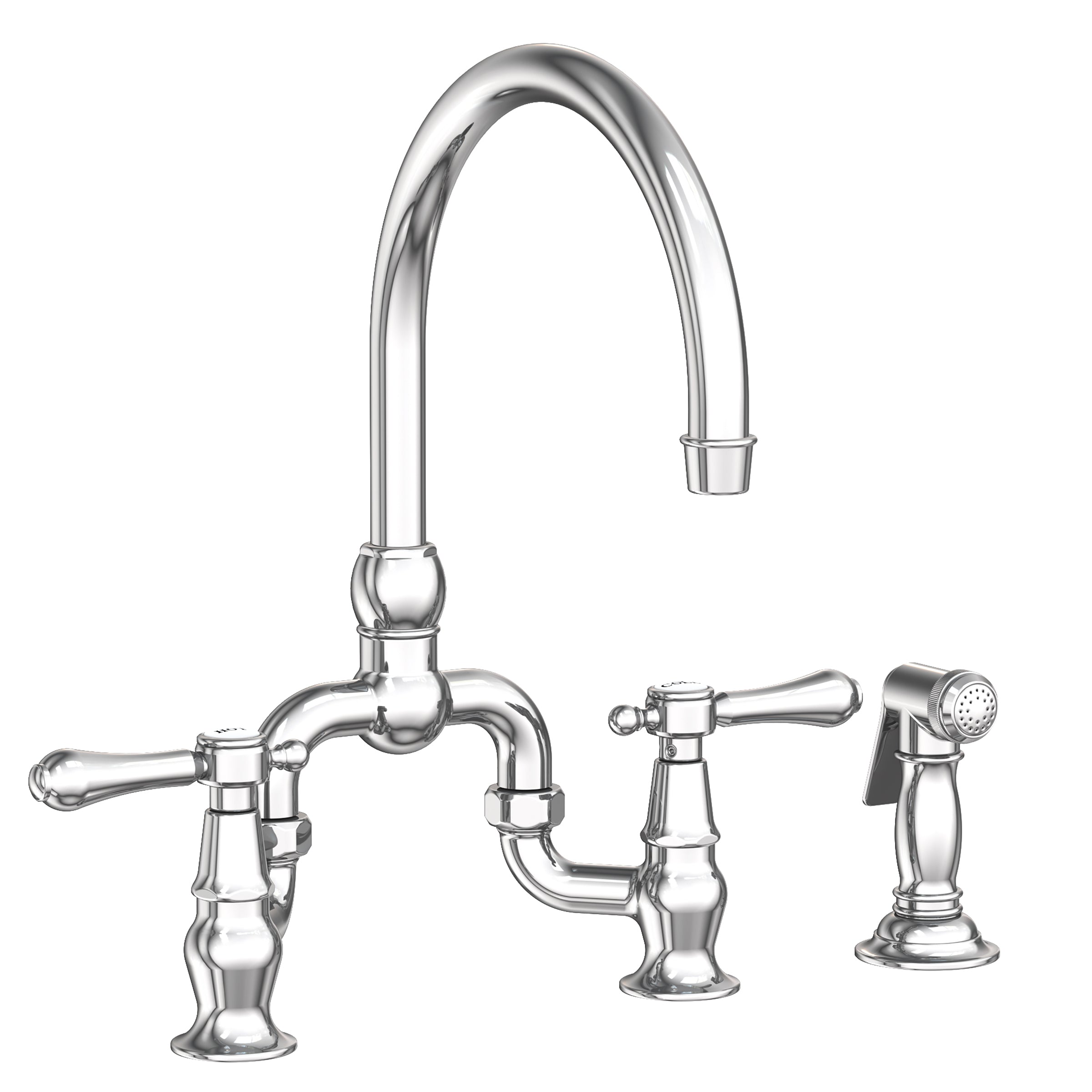 polished chrome bridge faucet