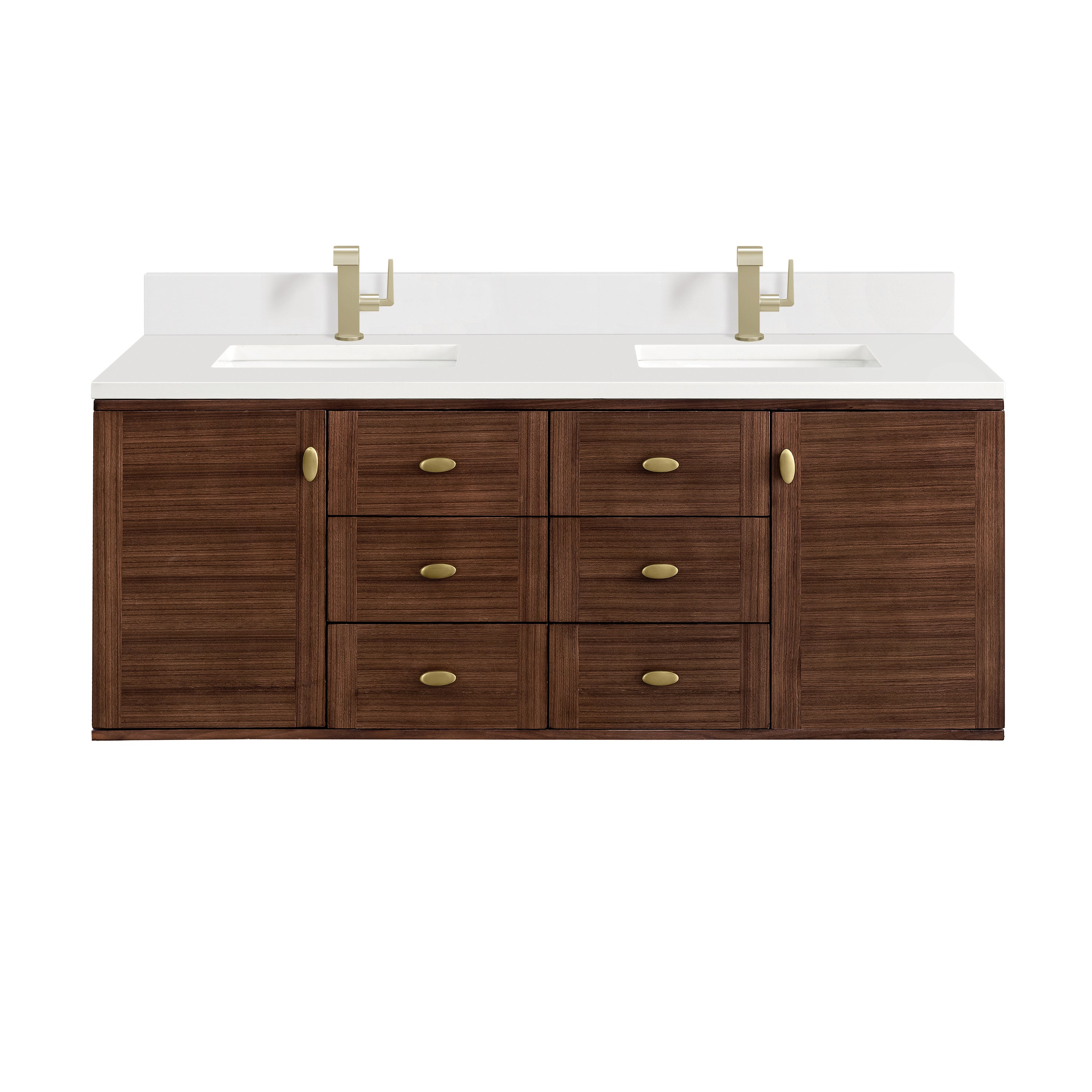 James Martin Amberly 60" Double Vanity Set - Mid-Century Walnut