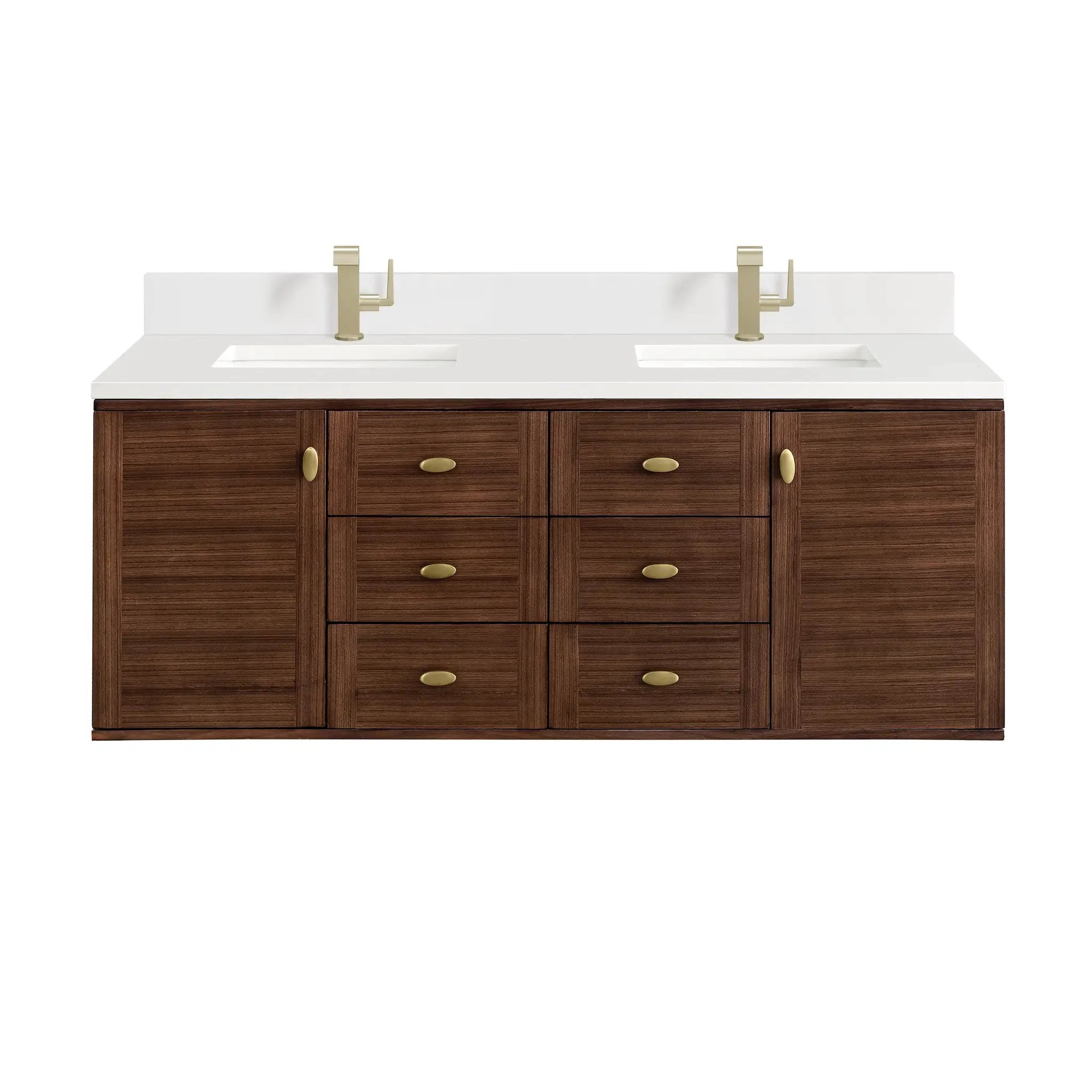 James Martin Amberly 60" Double Vanity Set - Mid-Century Walnut by James Martin Vanities