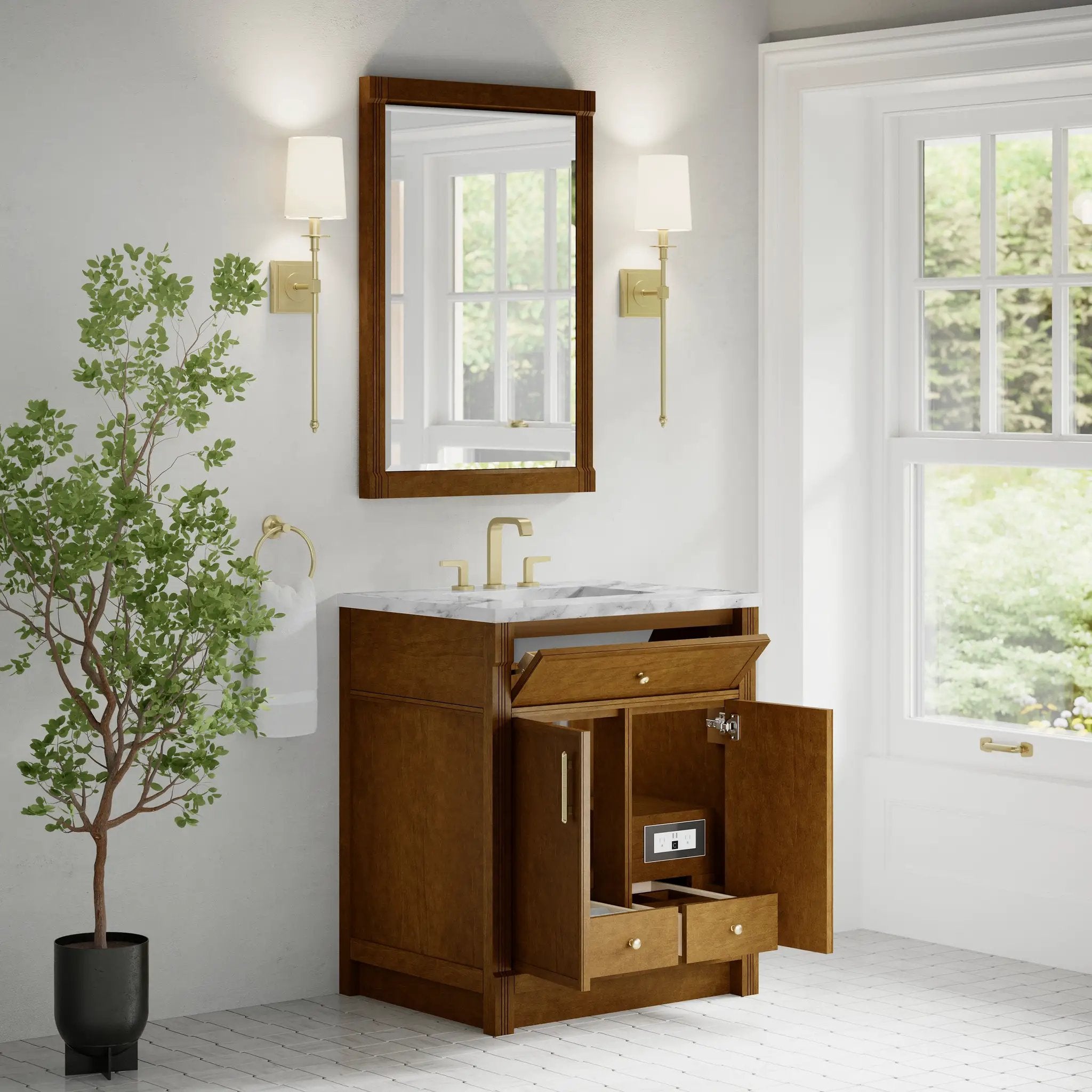honey oak vanity