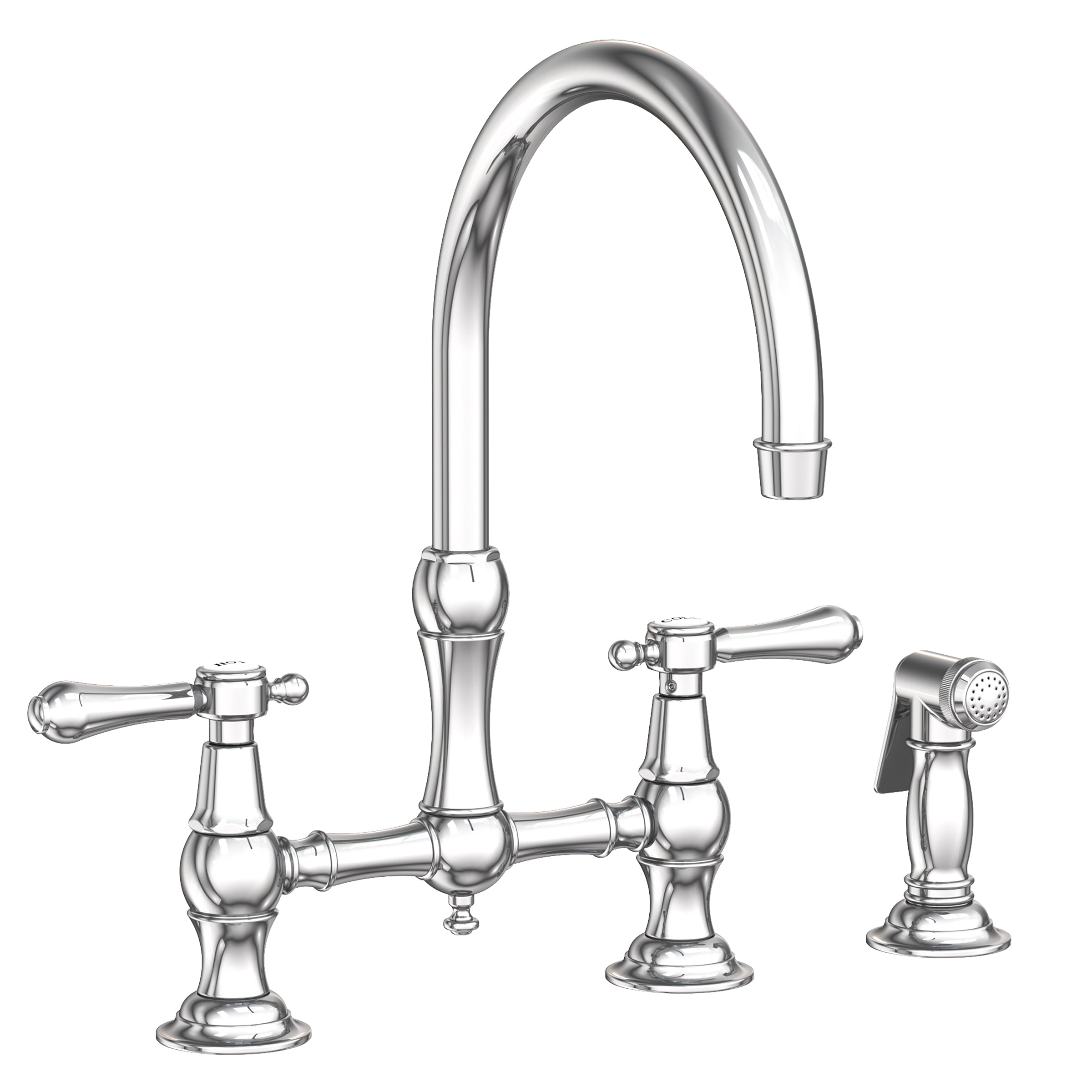 polished chrome bridge faucet