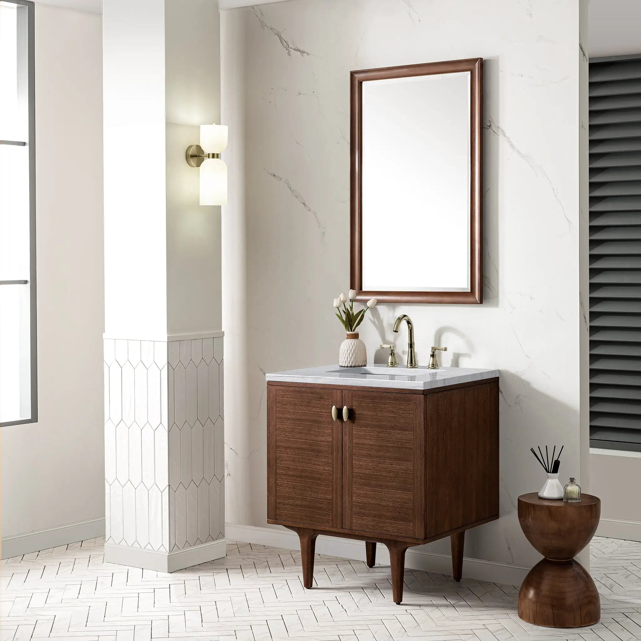 mid-century walnut vanity