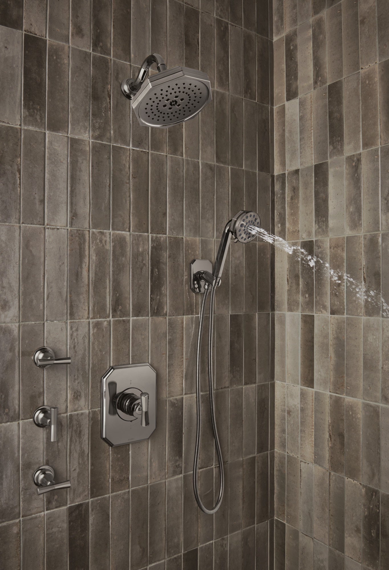 polished nickel shower arm