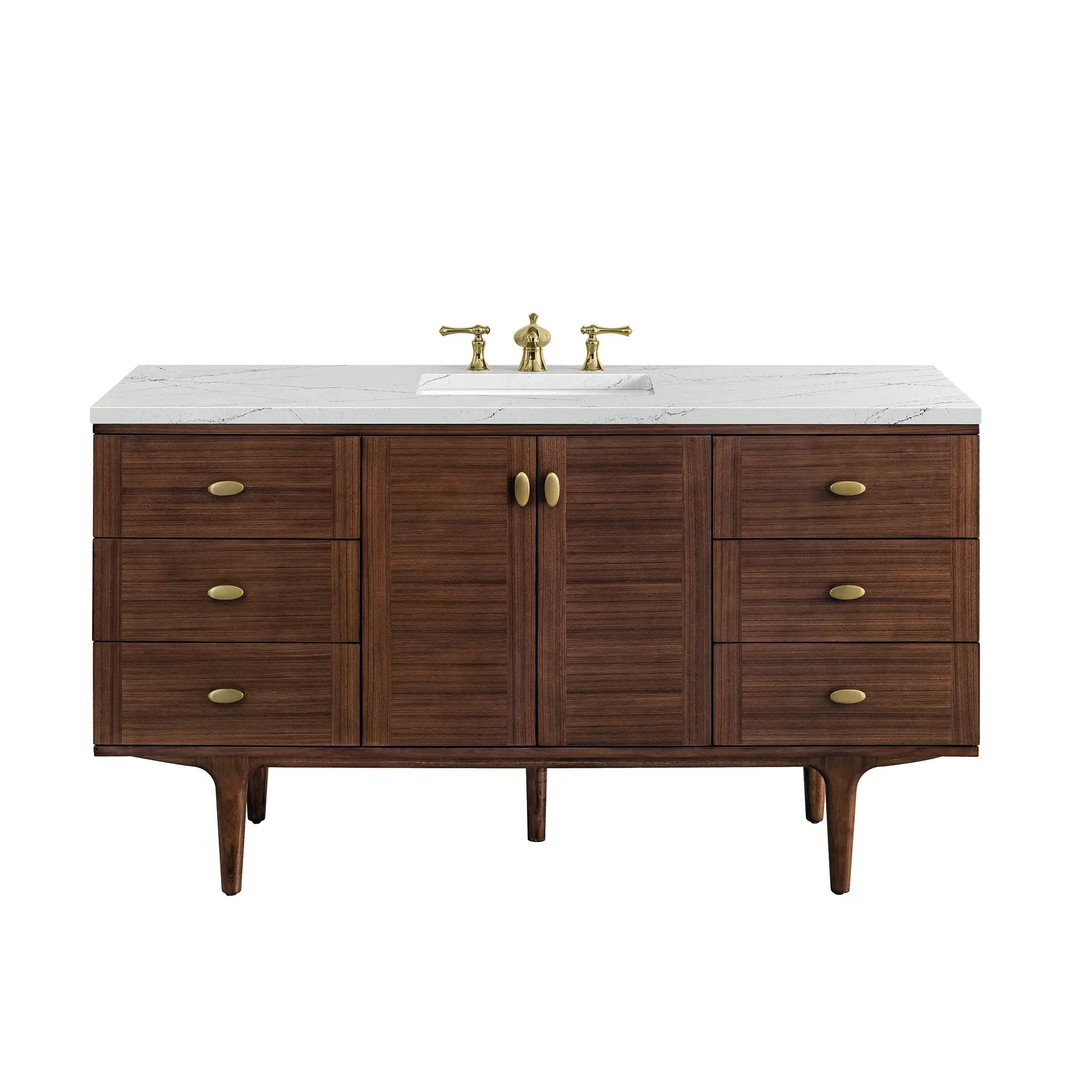 James Martin Amberly 60" Single Vanity Set - Mid-Century Walnut by James Martin Vanities