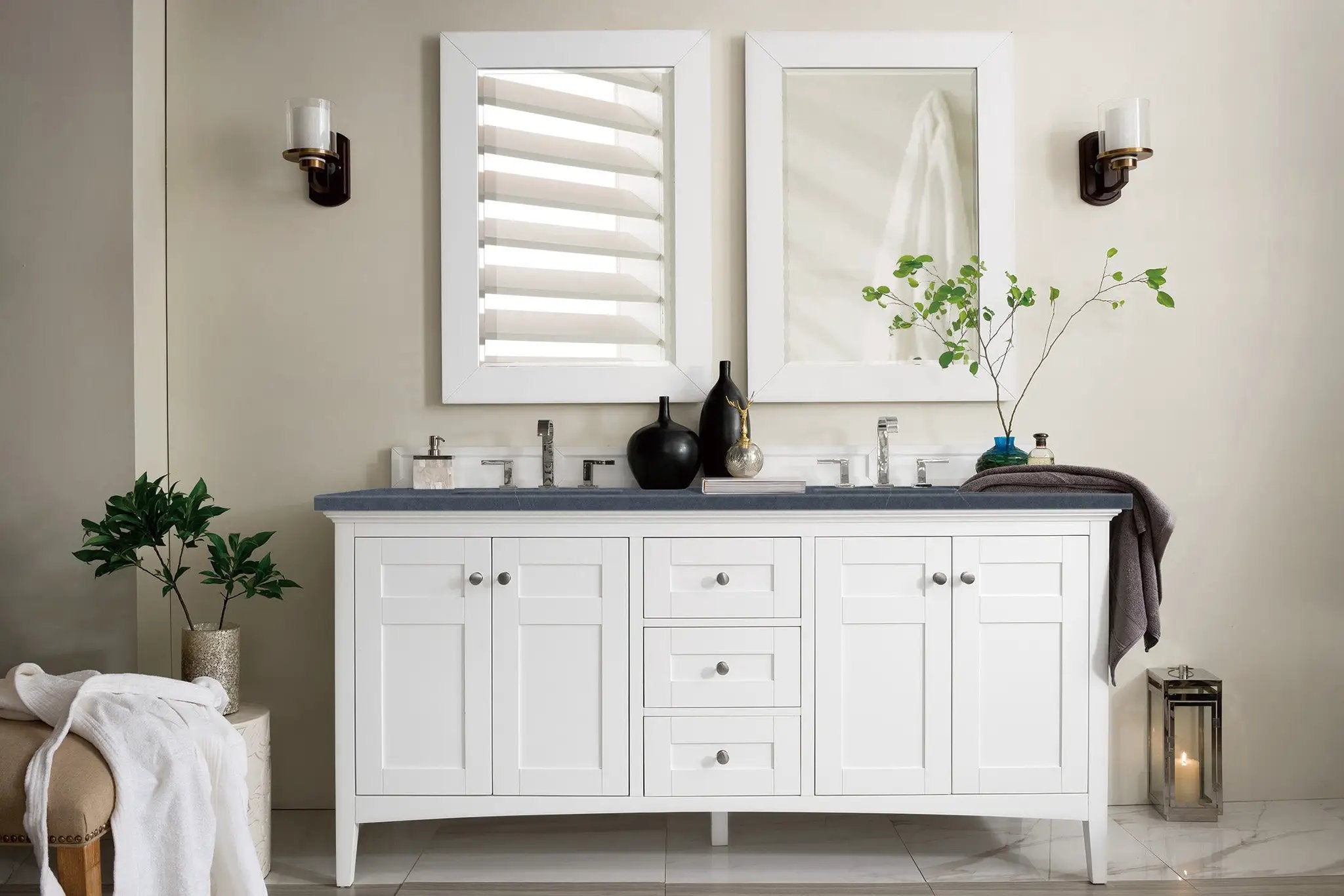 James Martin Palisades 72" Double Vanity Set - Bright White by James Martin Vanities