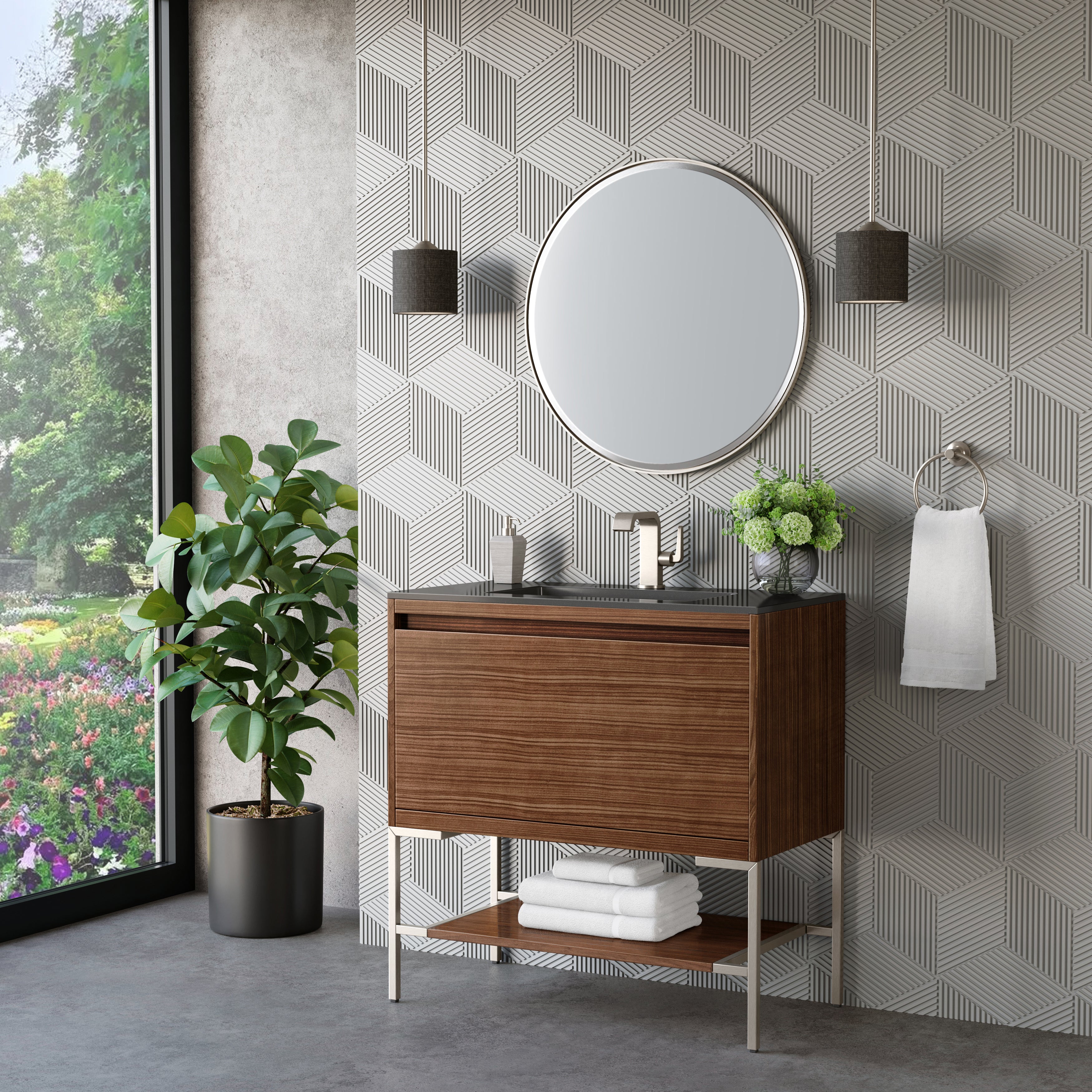 charcoal black composite stone top vanity